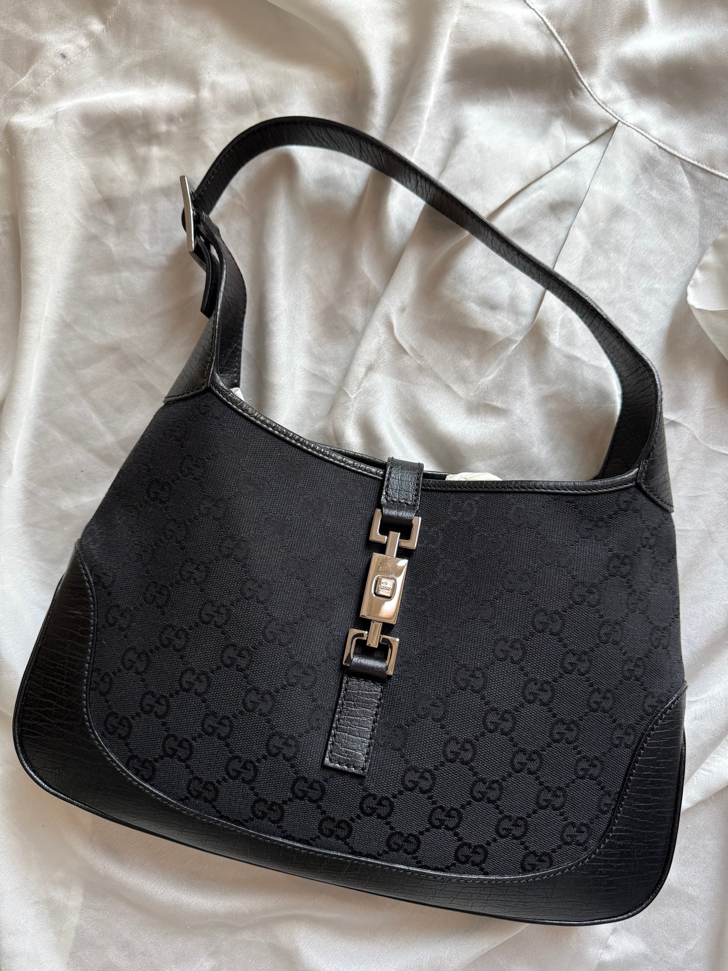 Gucci Jackie monogram nero hardware argento era Tom Ford ottime condizioni