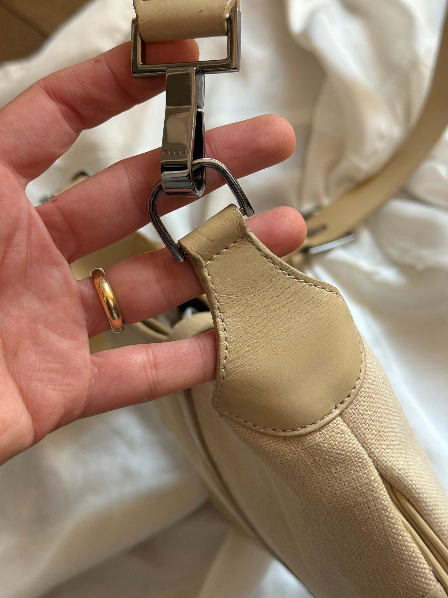 Gucci Jackie small era Tom ford vitello beige e lino