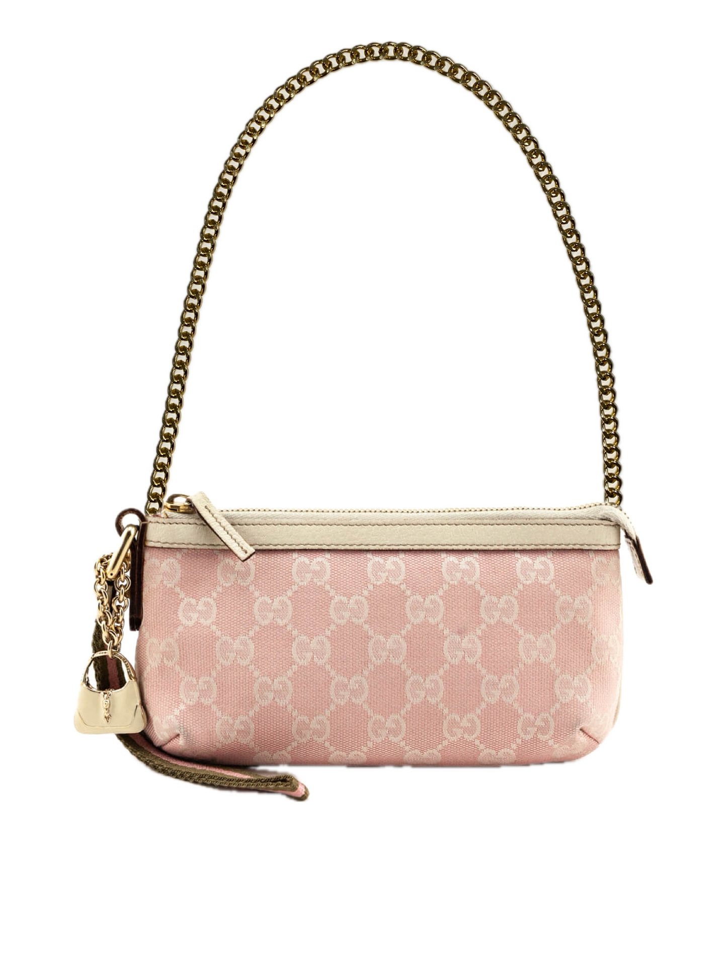 Gucci Monogram pink sherry line canvas clutch bag