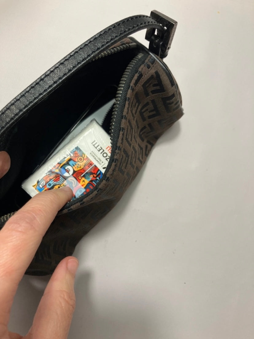 Fendi round mini clutch zucchini brown