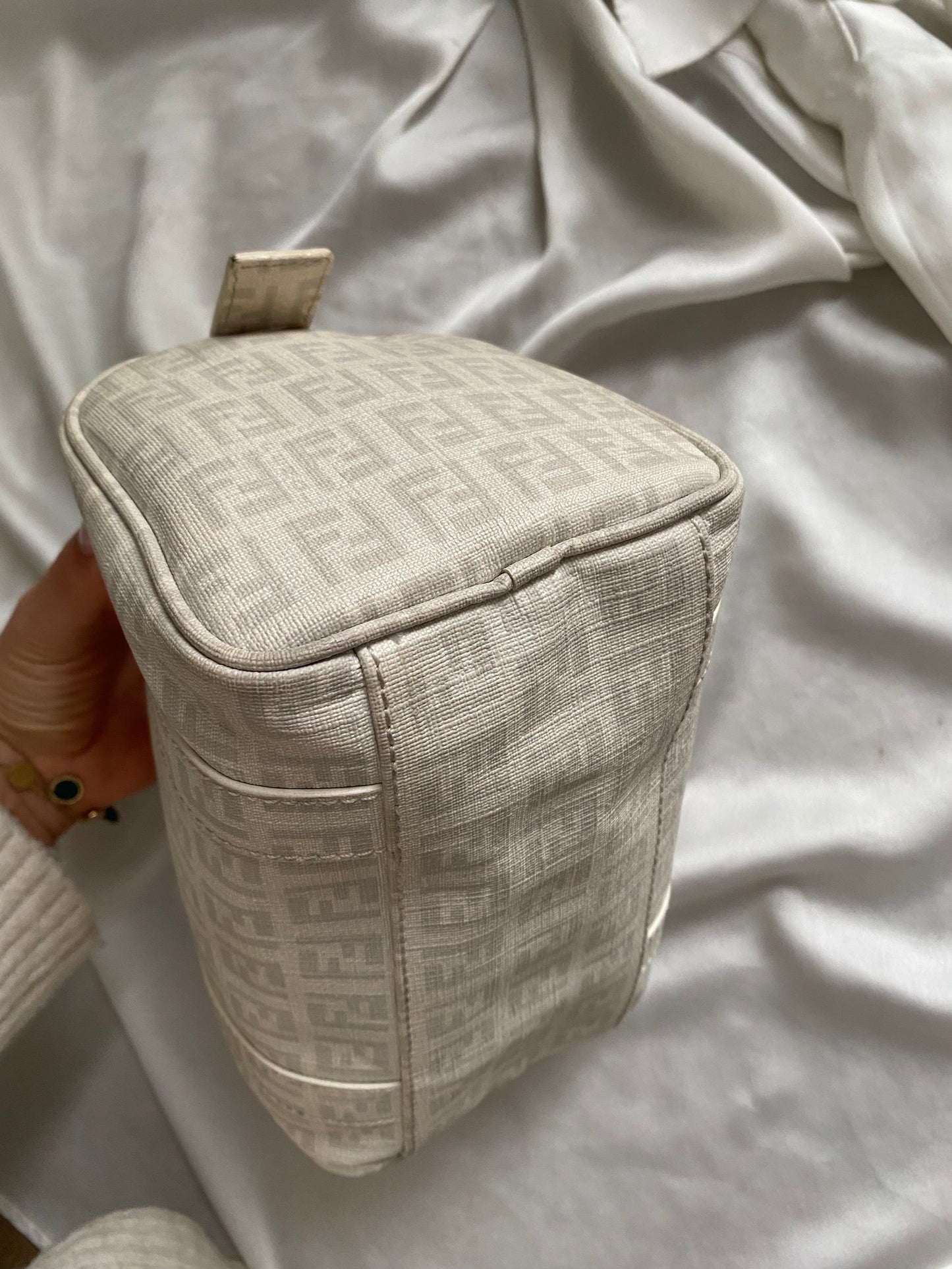Fendi mini monogram zucchini bag in white and grey