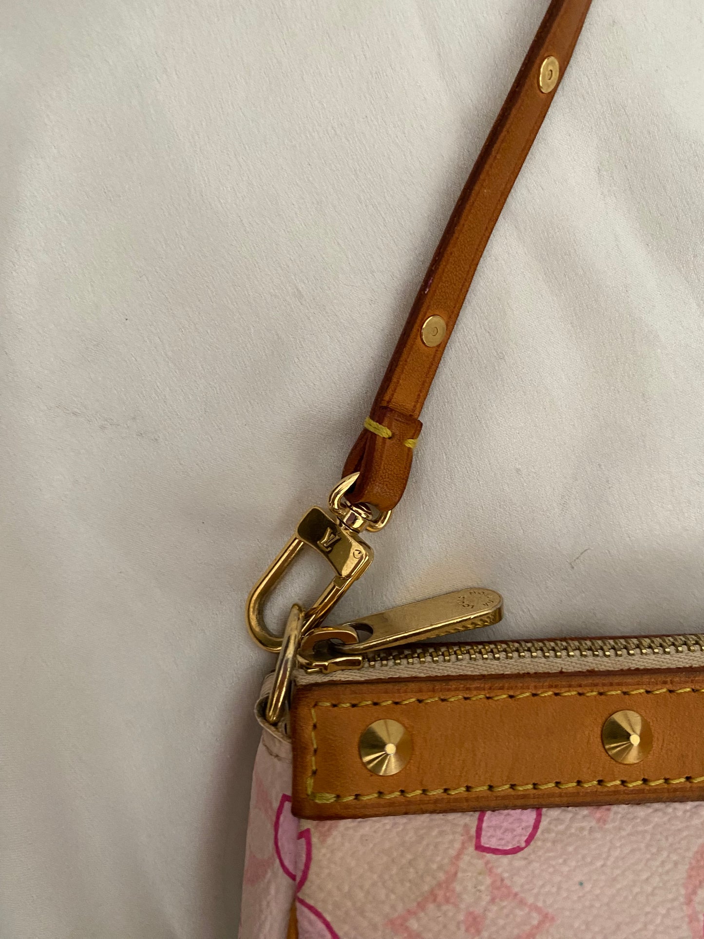 Louis Vuitton pink cherry blossom accessory clutch bag Takashi Murakami
