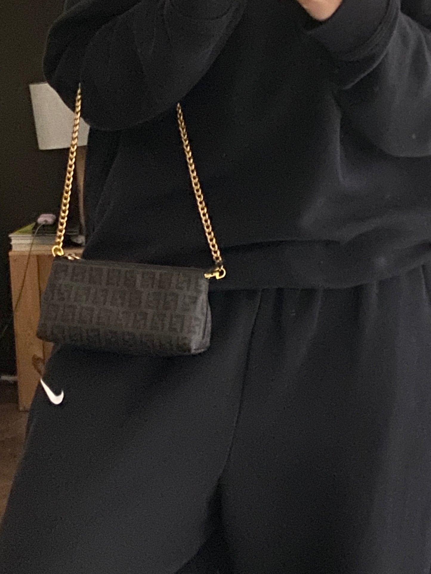 Fendi mini clutch bag zucchini monogram brown
