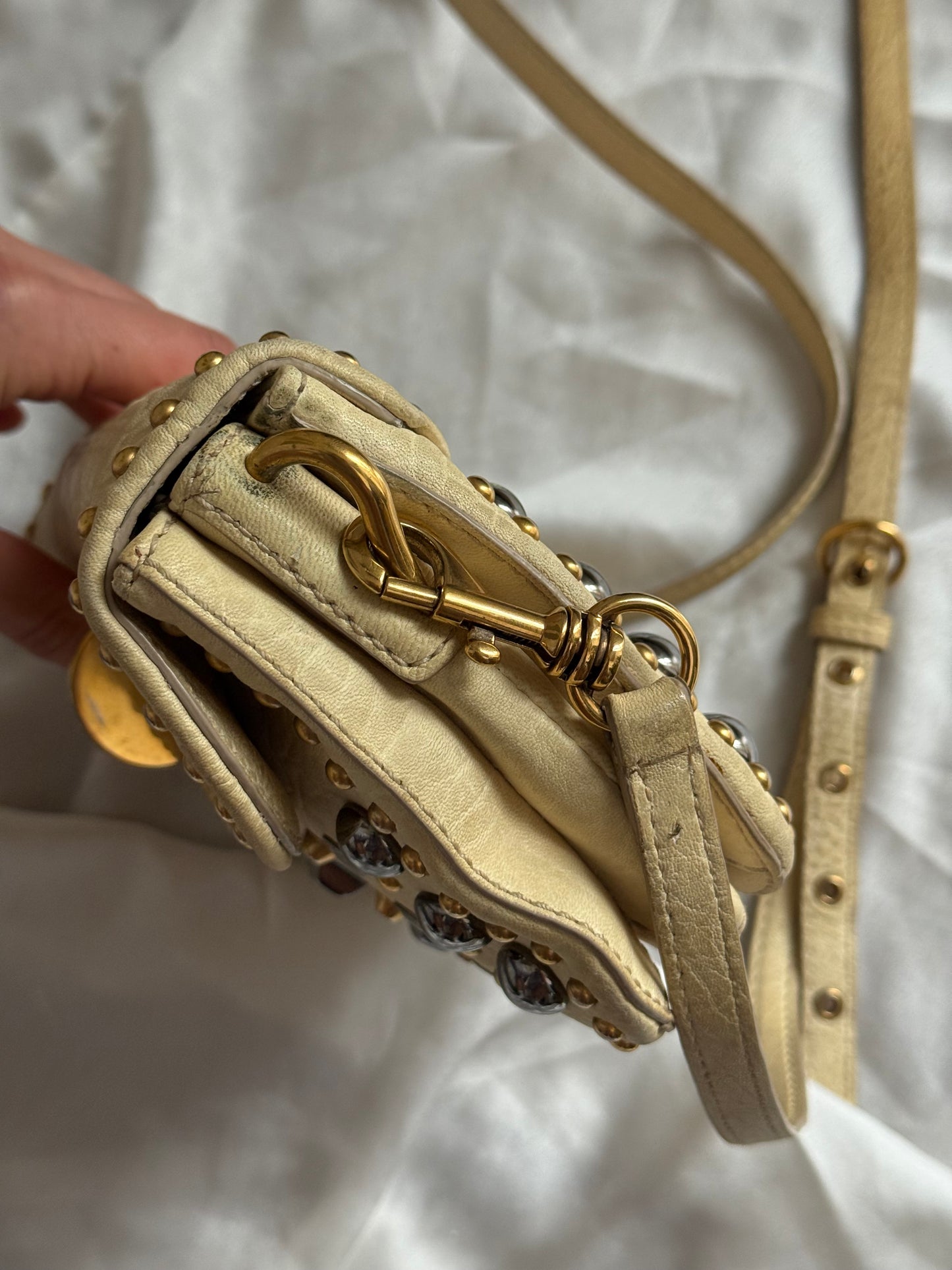 Miu Miu studded crossbody beige