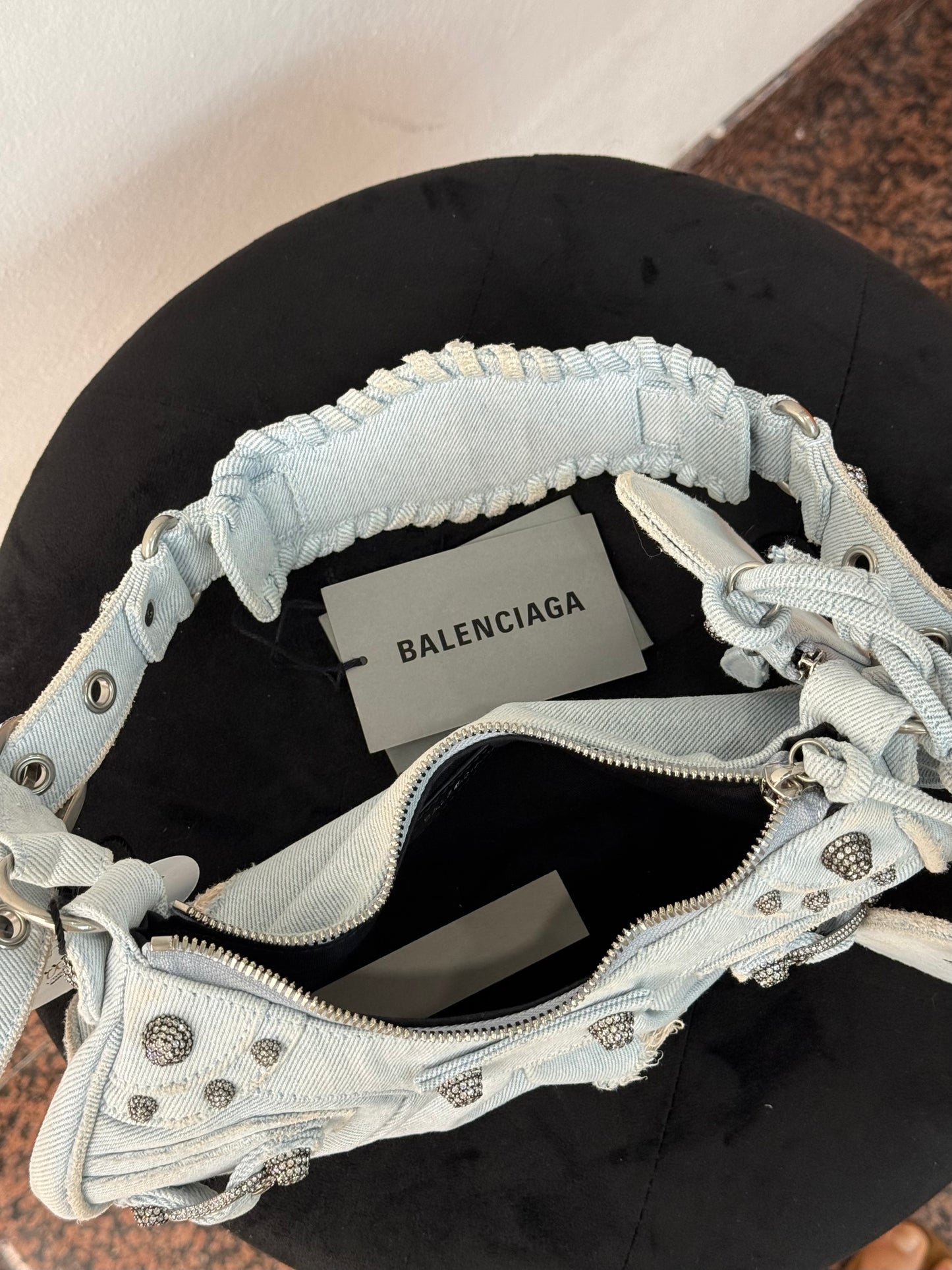 Balenciaga cagole XS denim e cristalli s/s 2023