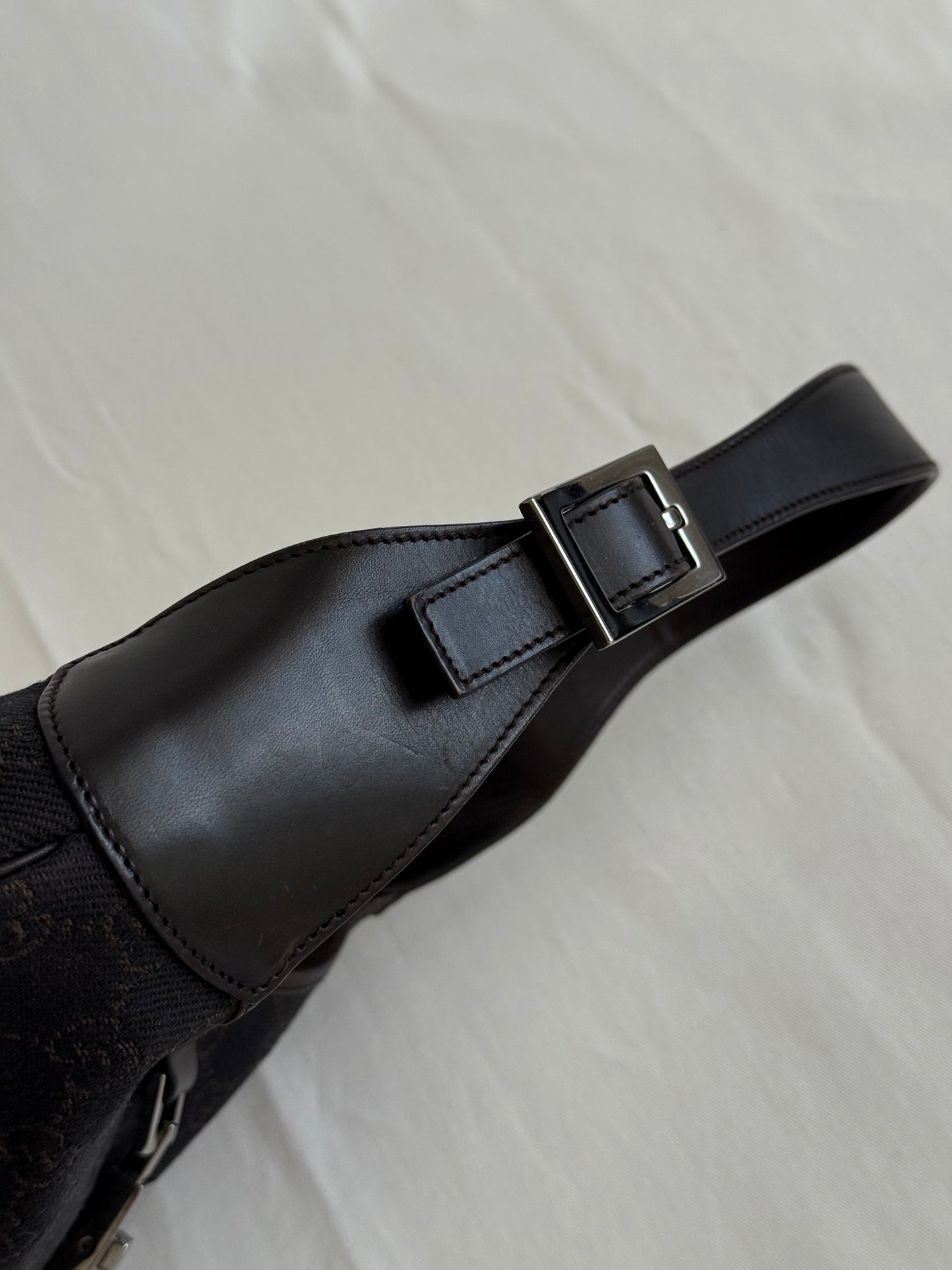 Gucci Jackie monogram denim chocolate brown
