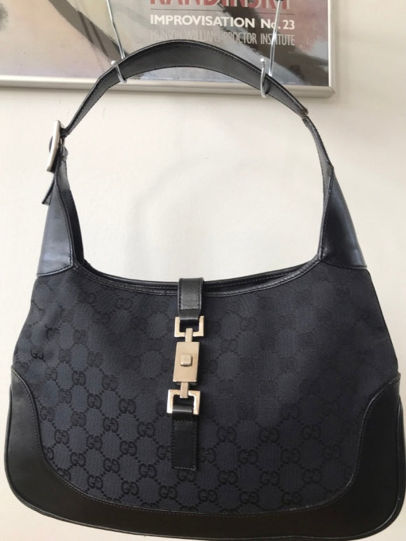 Gucci Jackie monogram black gold hardware era Tom Ford
