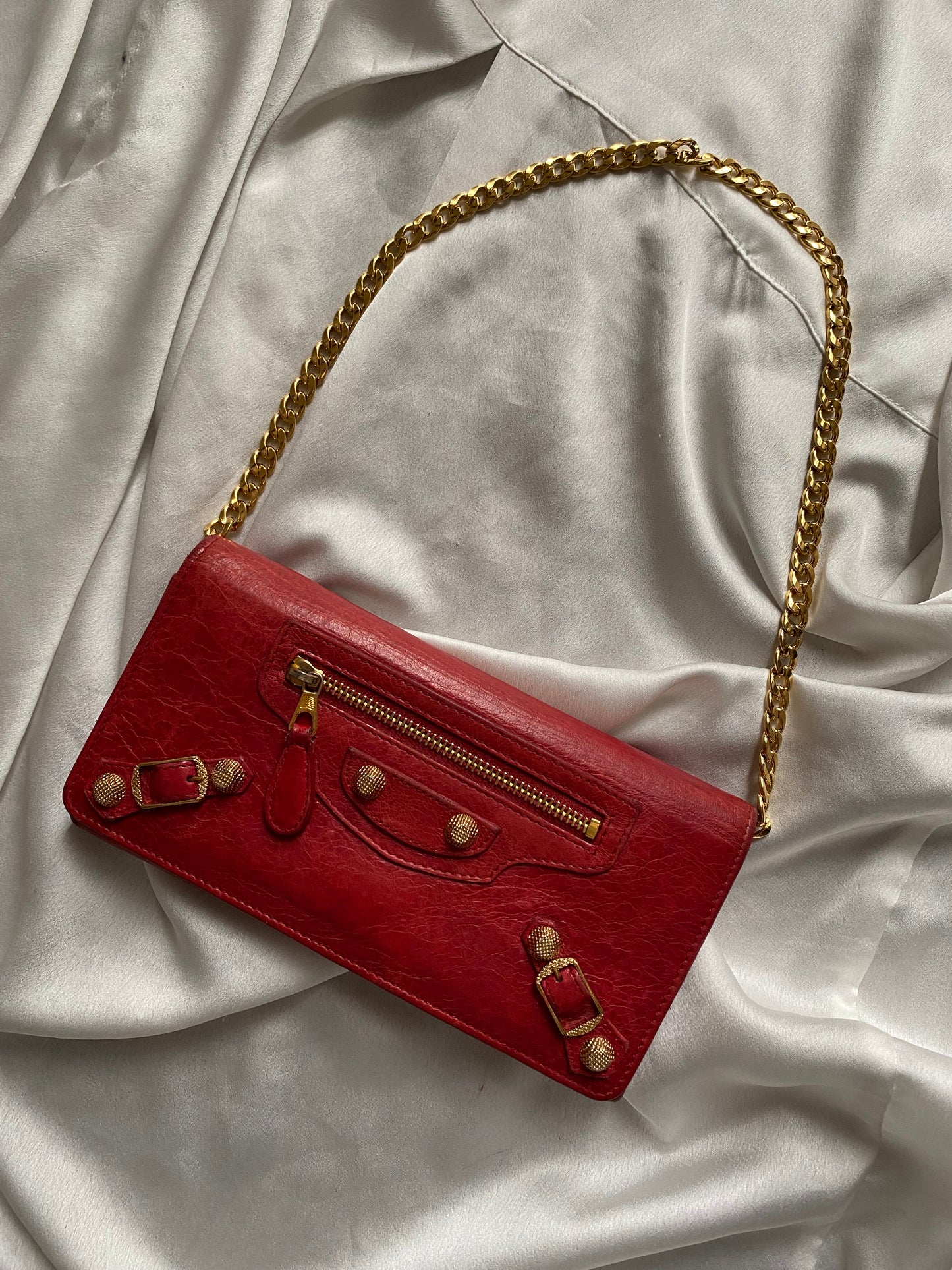 Balenciaga city clutch bag cherry red