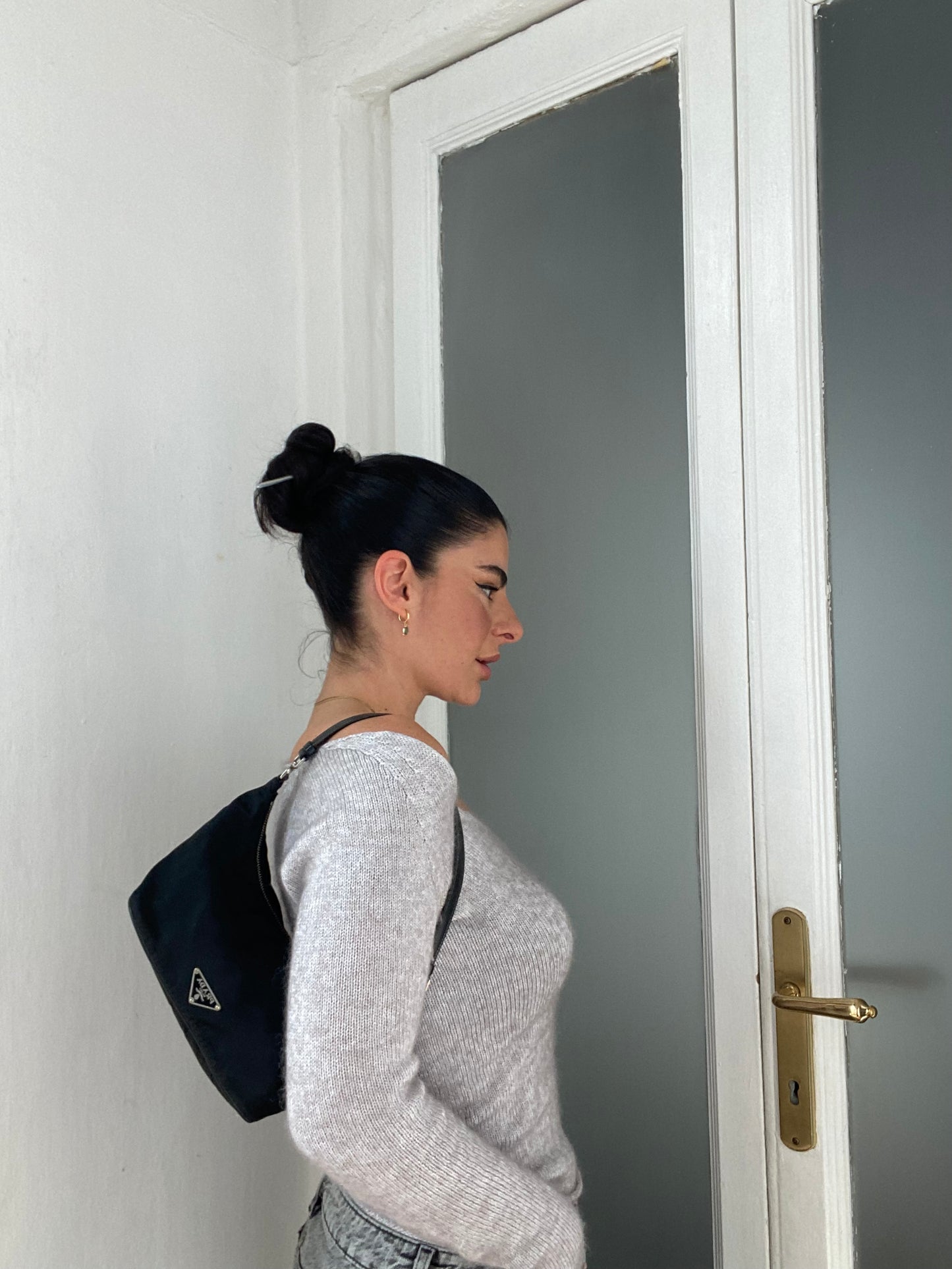 Prada spalla nylon e pelle