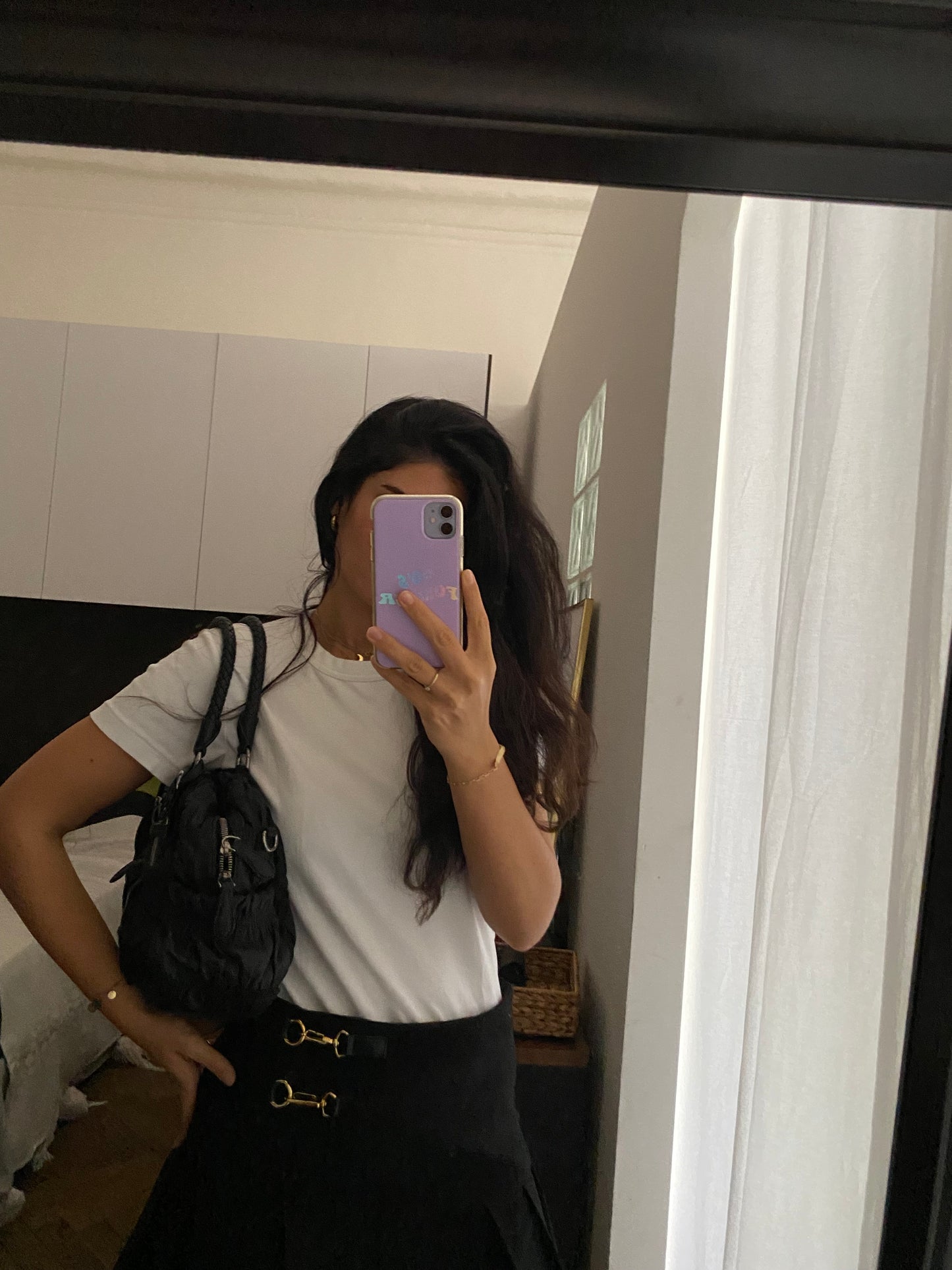 Prada pleated nylon and leather