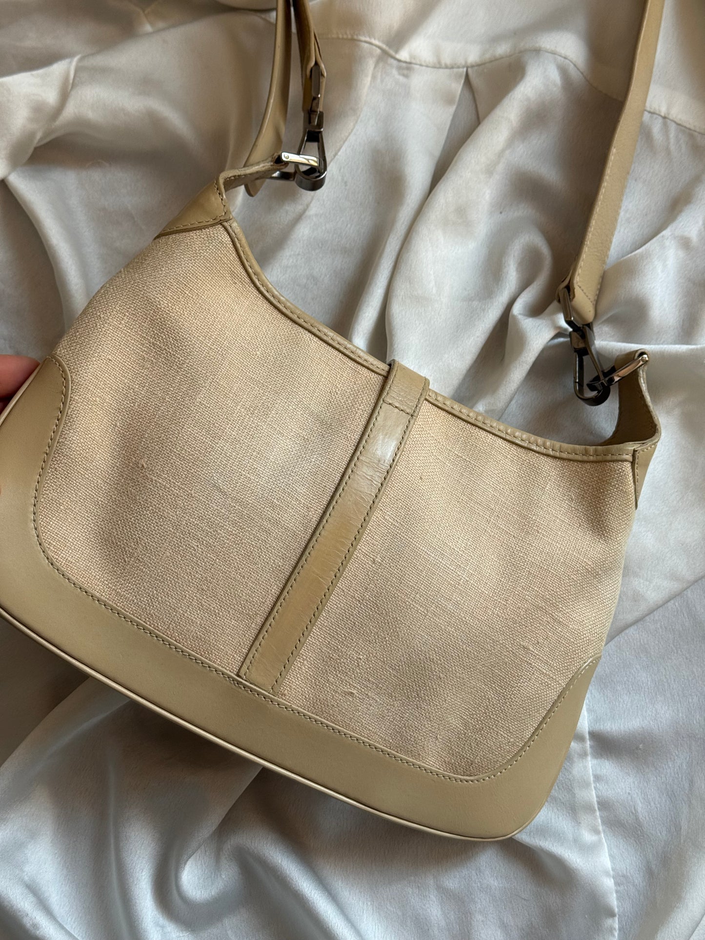 Gucci Jackie small era Tom ford vitello beige e lino