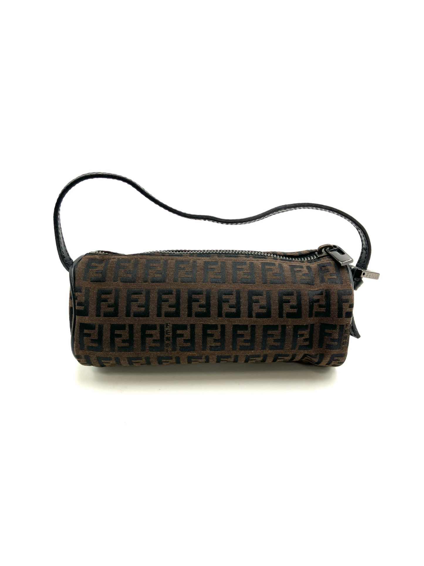 Fendi round mini clutch zucchini brown