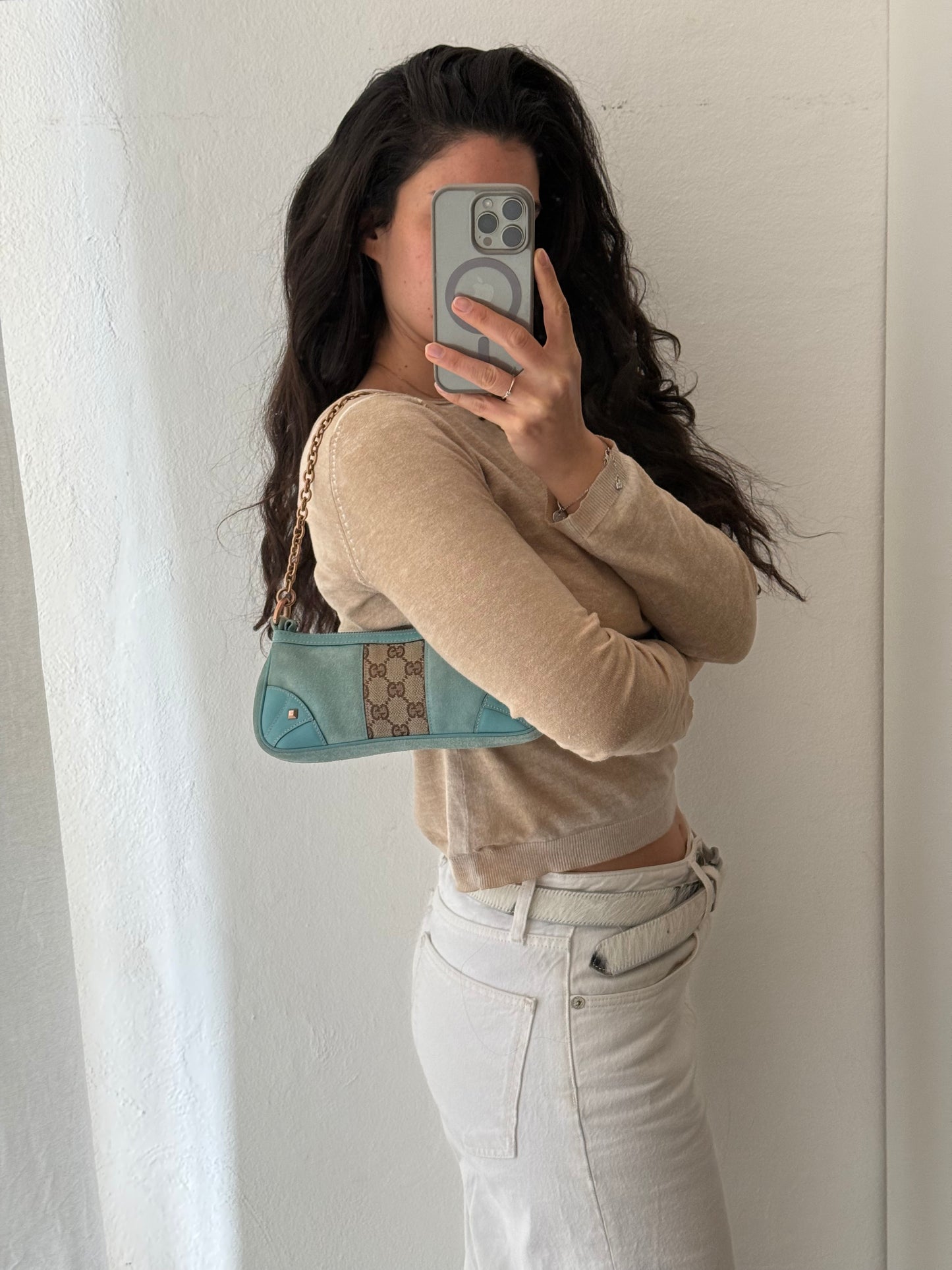 Gucci nailhead pochette azzurro