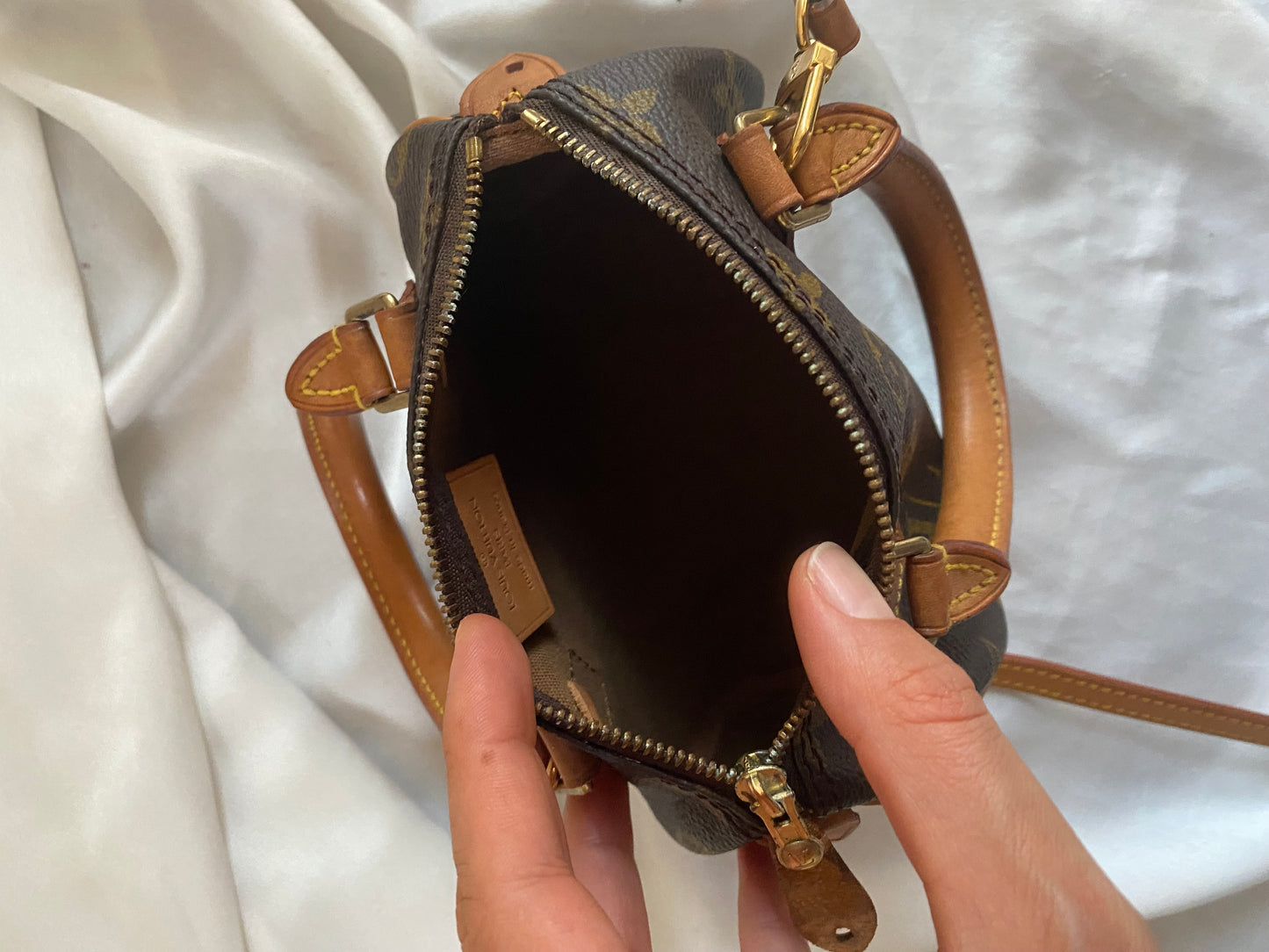 Louis Vuitton Nano Speedy monogram with shoulder strap