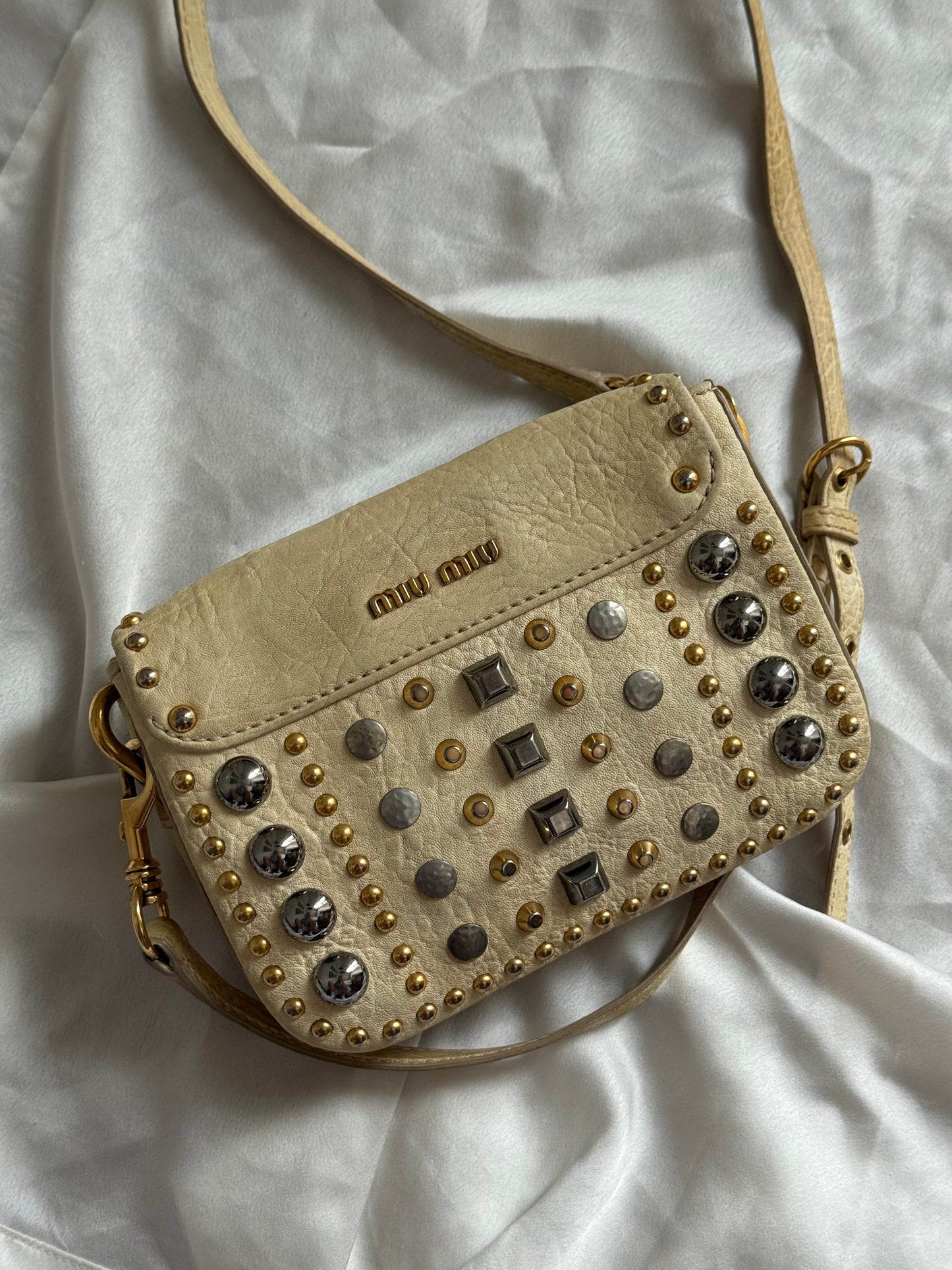 Miu Miu studded crossbody beige