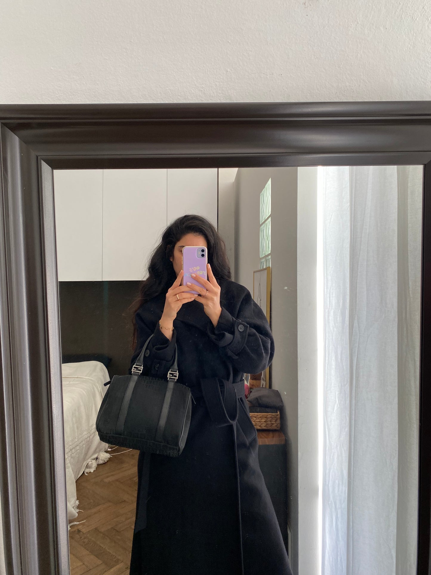Fendi bauletto forever studs monogram zucchino cipria