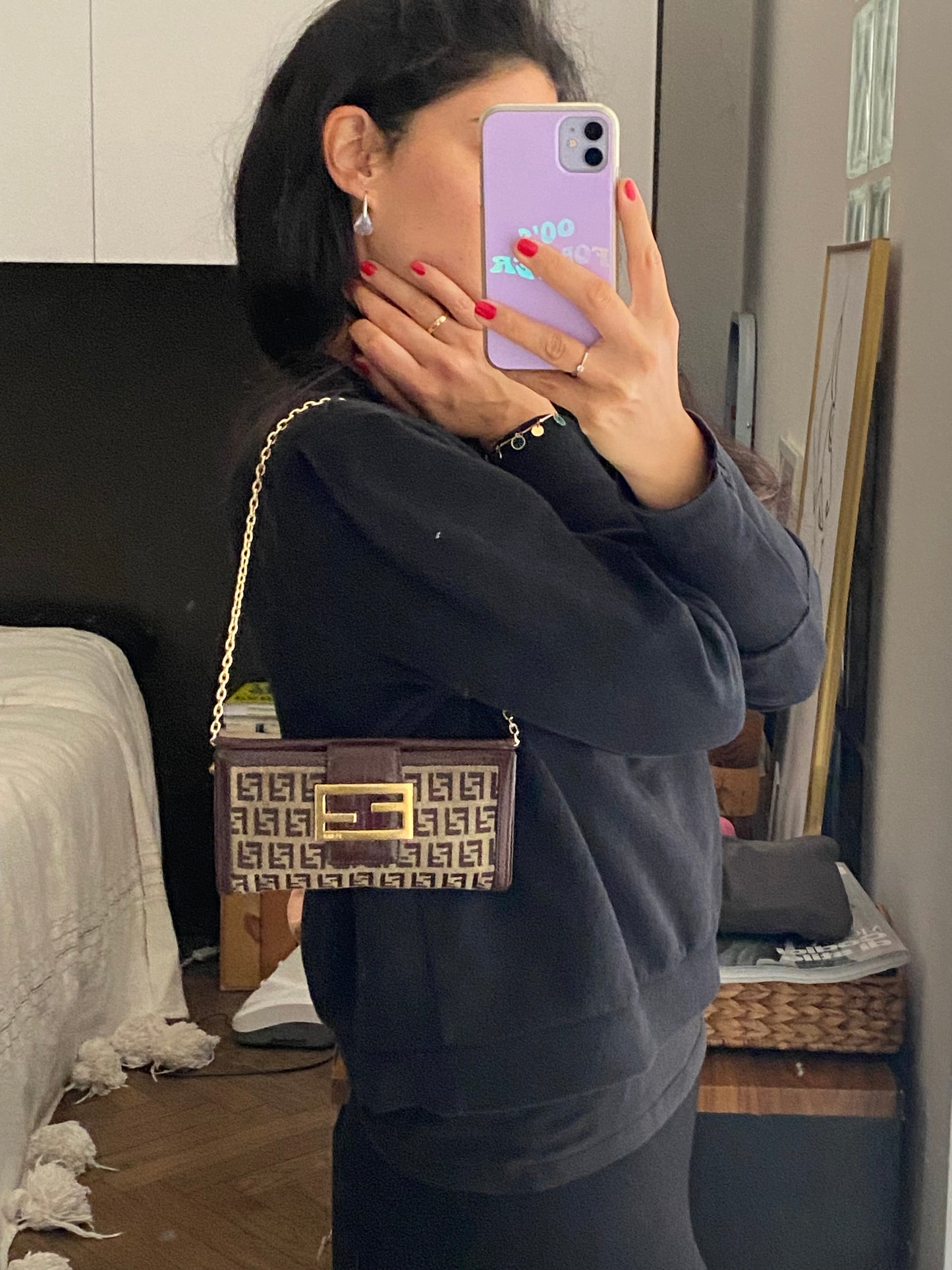 Fendi zucchini clutch bag with maxi logo