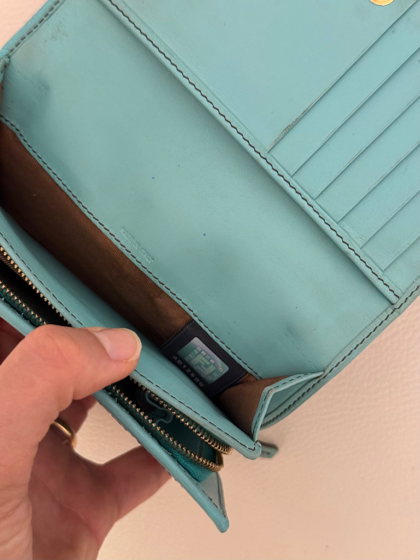 Fendi portafoglio zucchino turchese medio