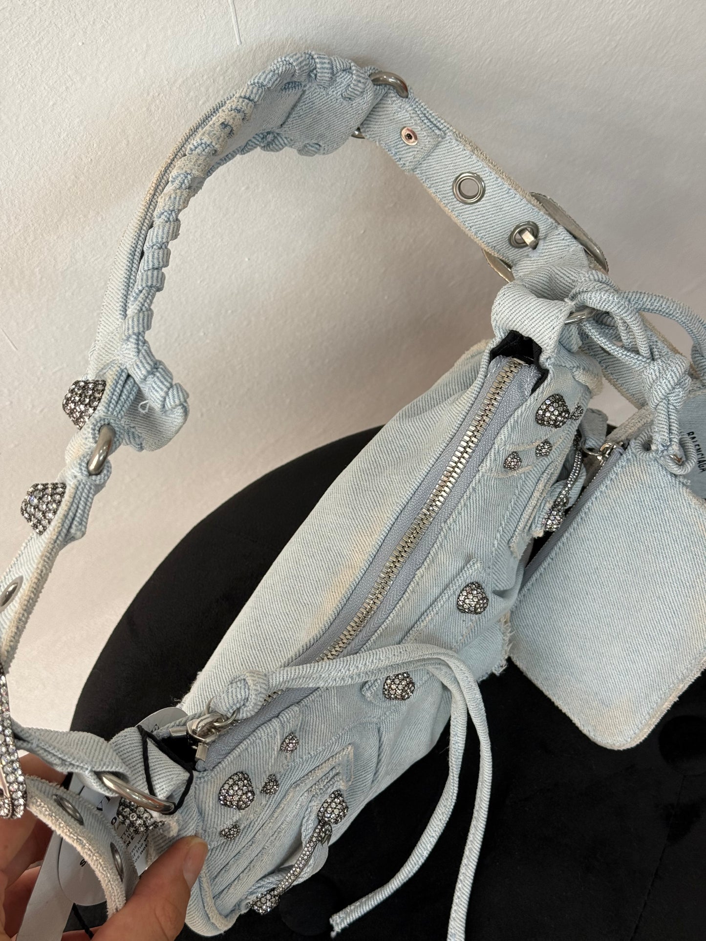 Balenciaga cagole XS denim e cristalli s/s 2023