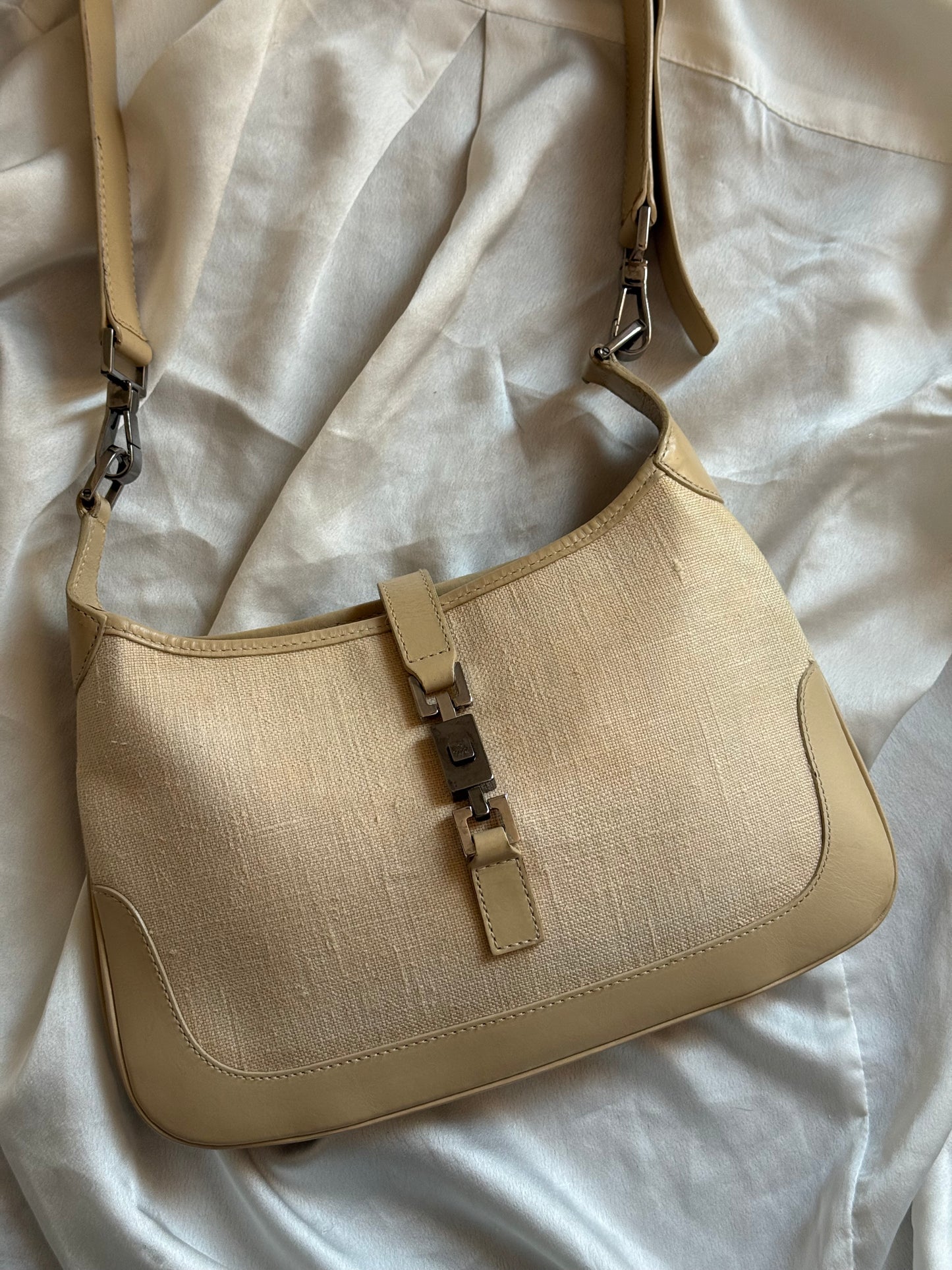 Gucci Jackie small era Tom ford vitello beige e lino