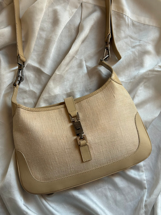 Gucci Jackie small era Tom ford vitello beige e lino