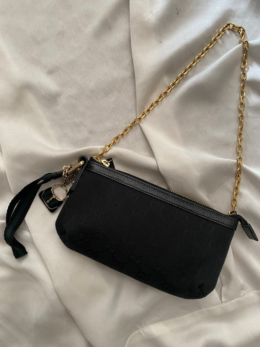 Gucci black monogram web clutch