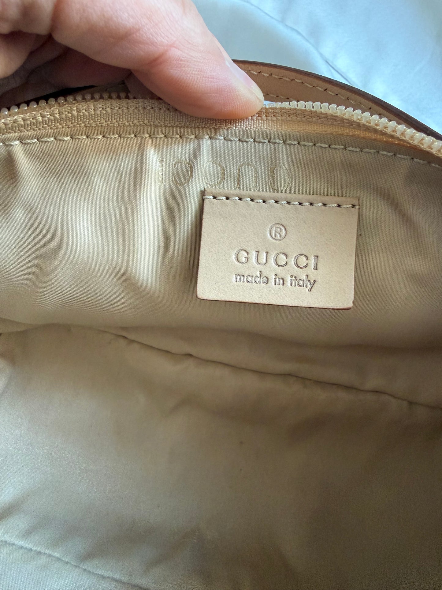 Gucci boat monogram pelle beige chiaro
