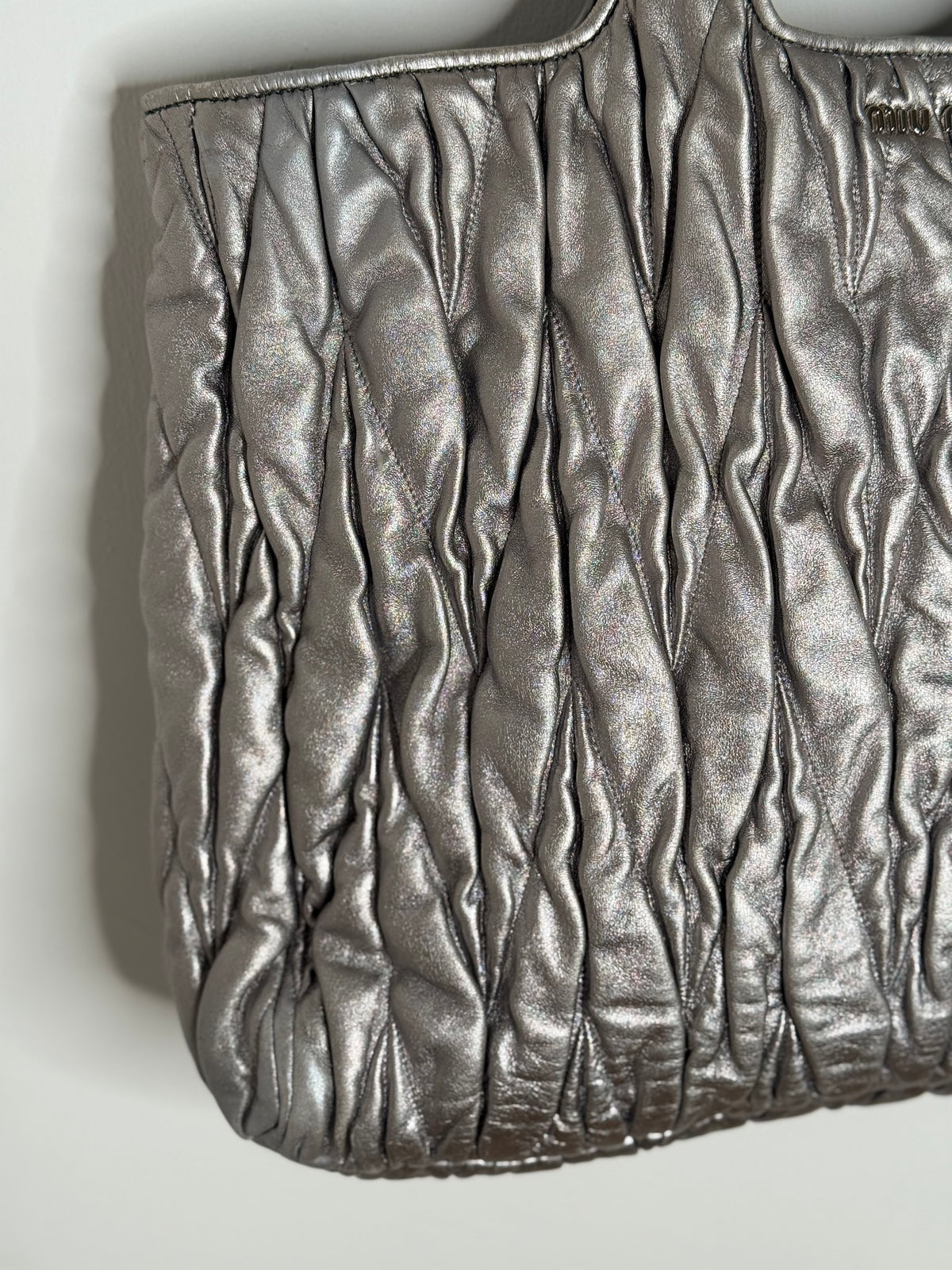 Miu Miu shopping tote argento