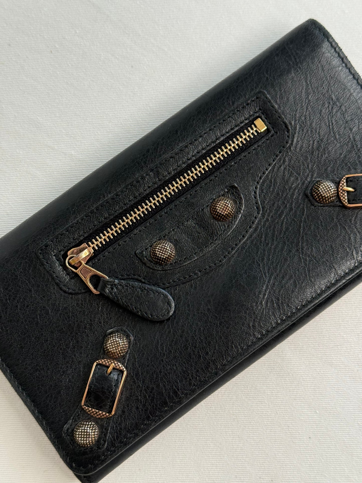 Balenciaga pochette portafoglio nero rose gold