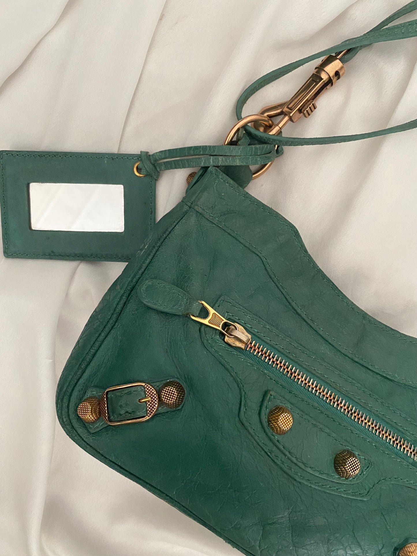 Balenciaga motocross 12 giant hip bag jade green