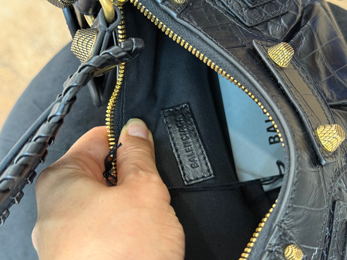 Balenciaga cagole XS nera hw oro cocco