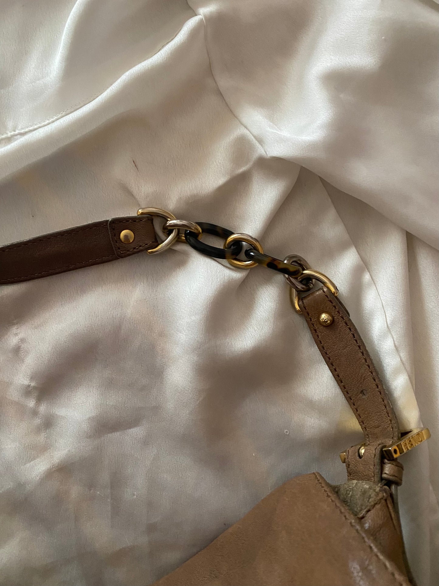 Fendi Mamma Baguette in Brown Marble Leather