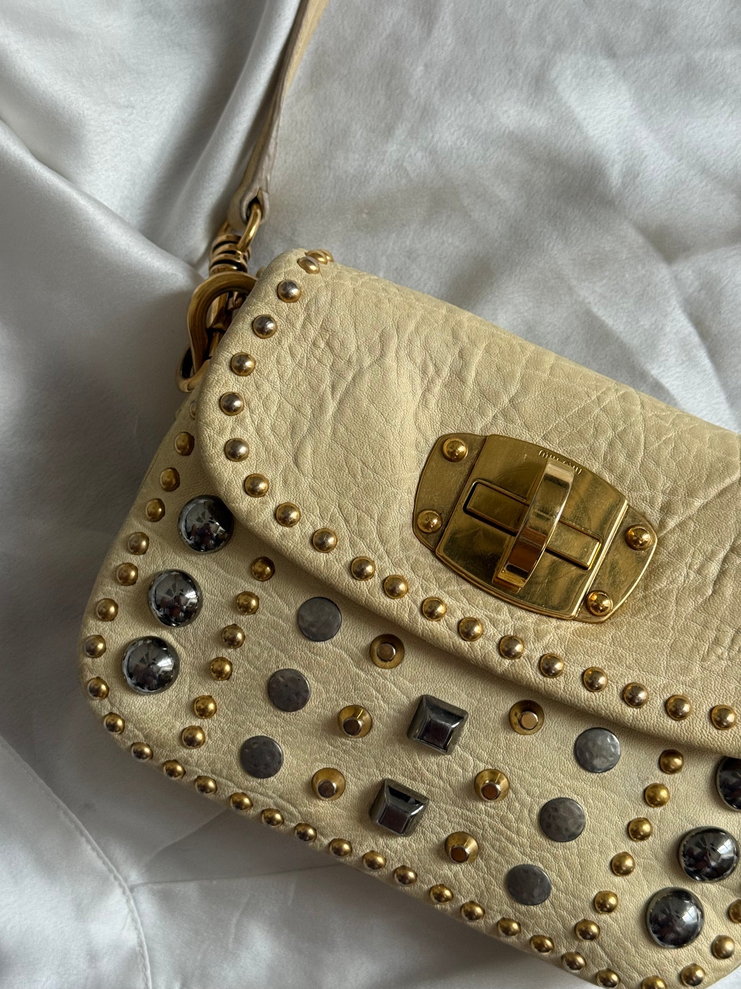 Miu Miu studded crossbody beige