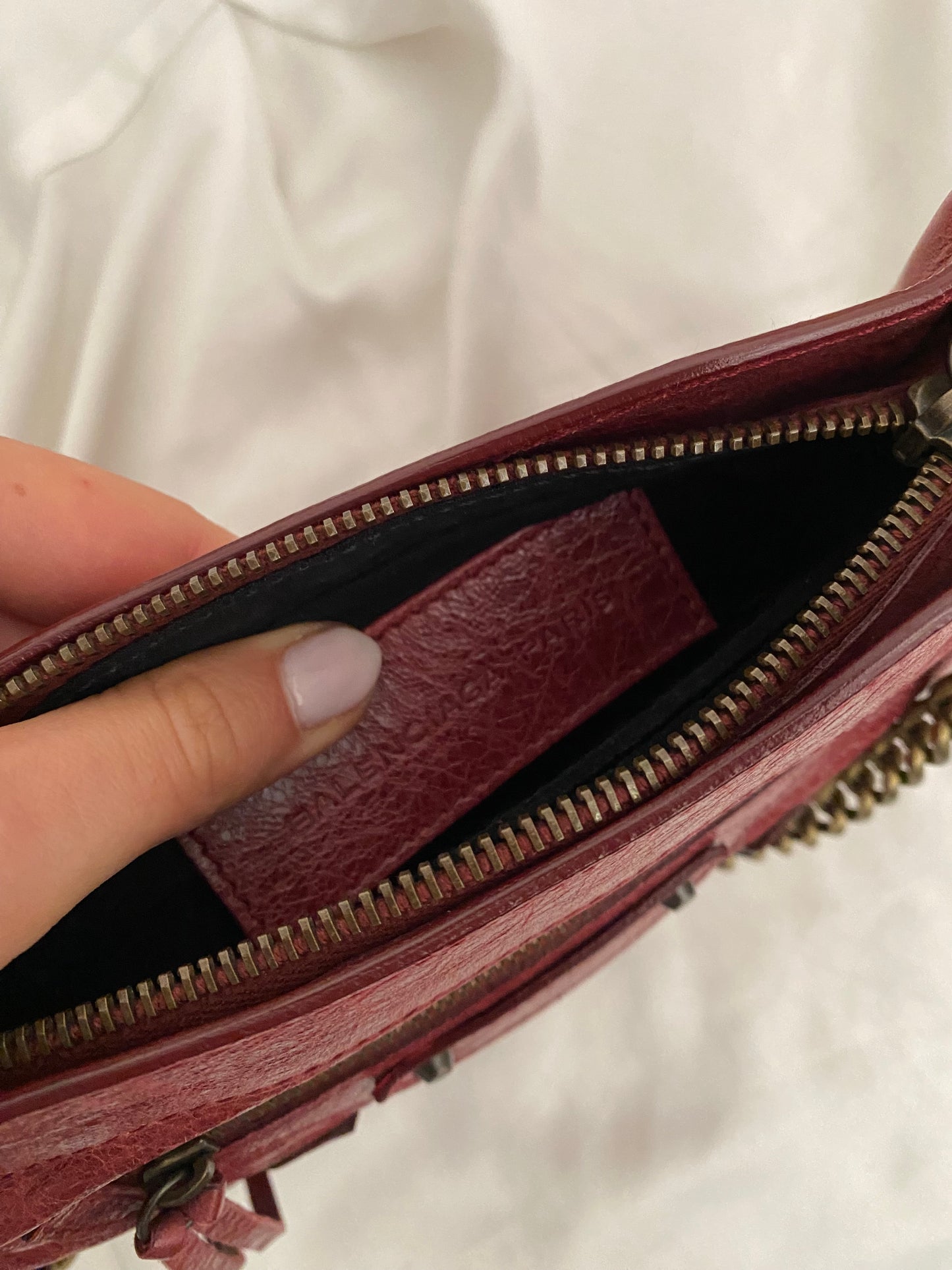 Balenciaga motocross burgundy clutch bag