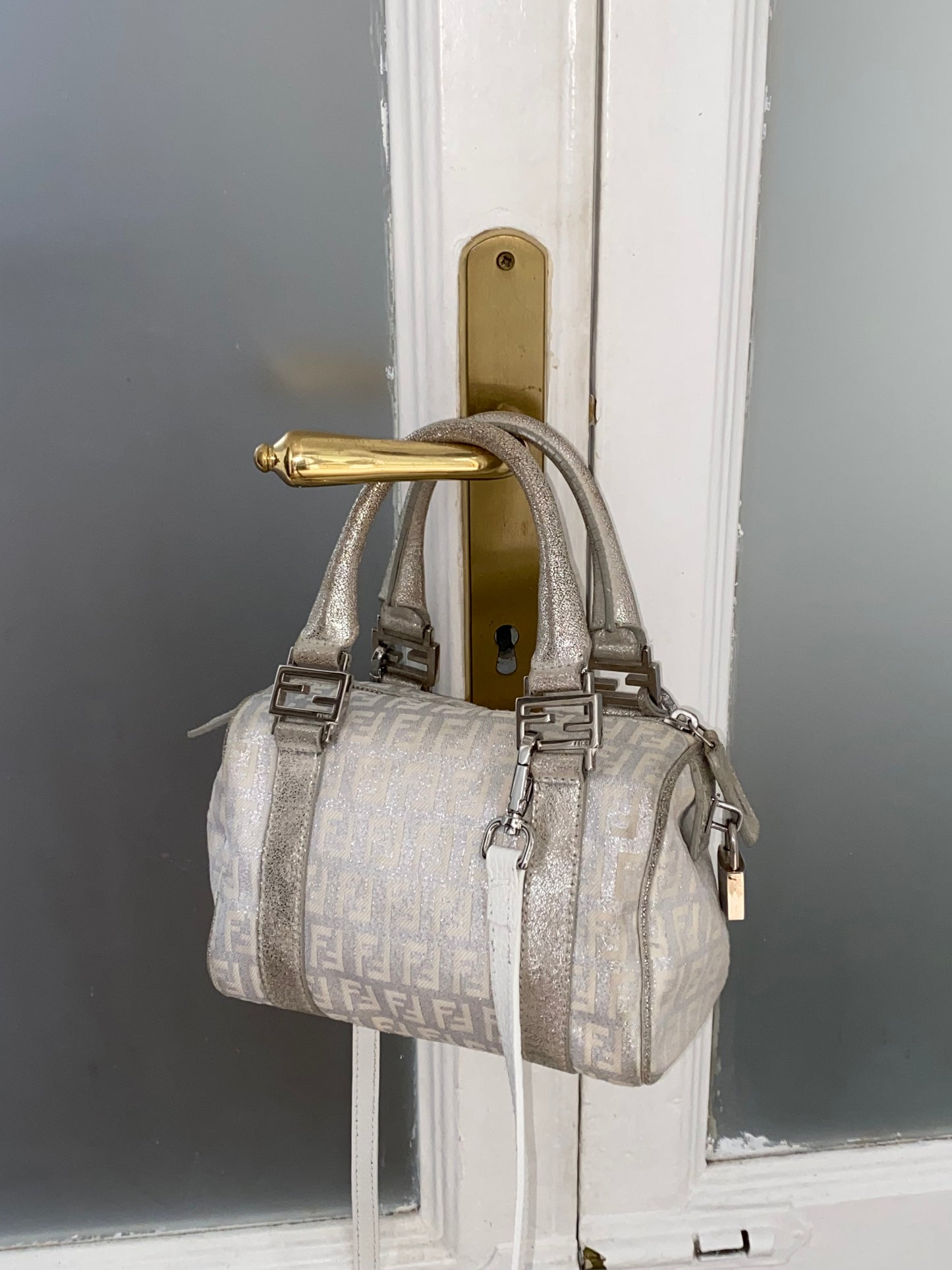 Fendi mini monogram zucchini bag in silver
