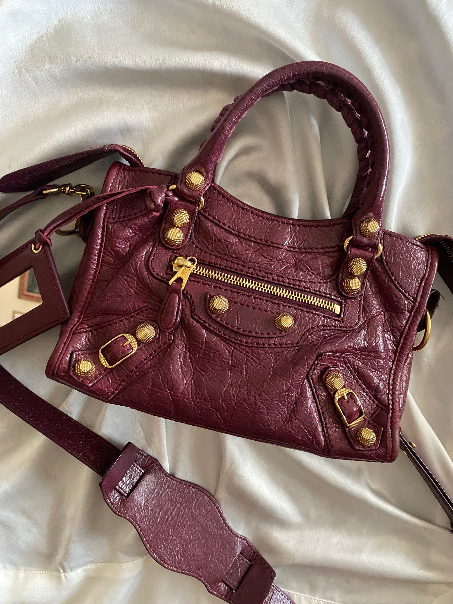 Balenciaga mini city violet prune f/w 2016