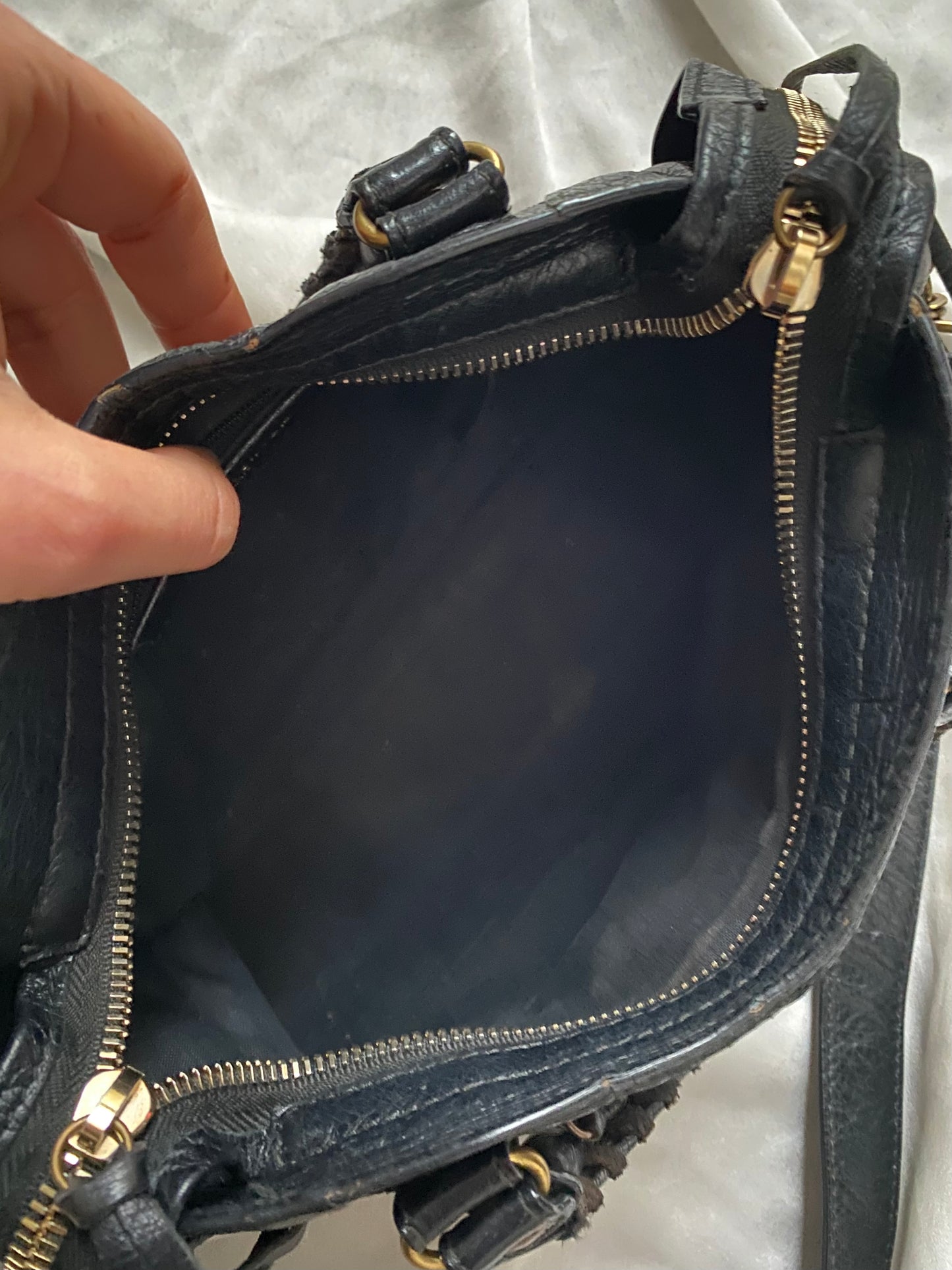 Balenciaga mini city stadium laser cut cross