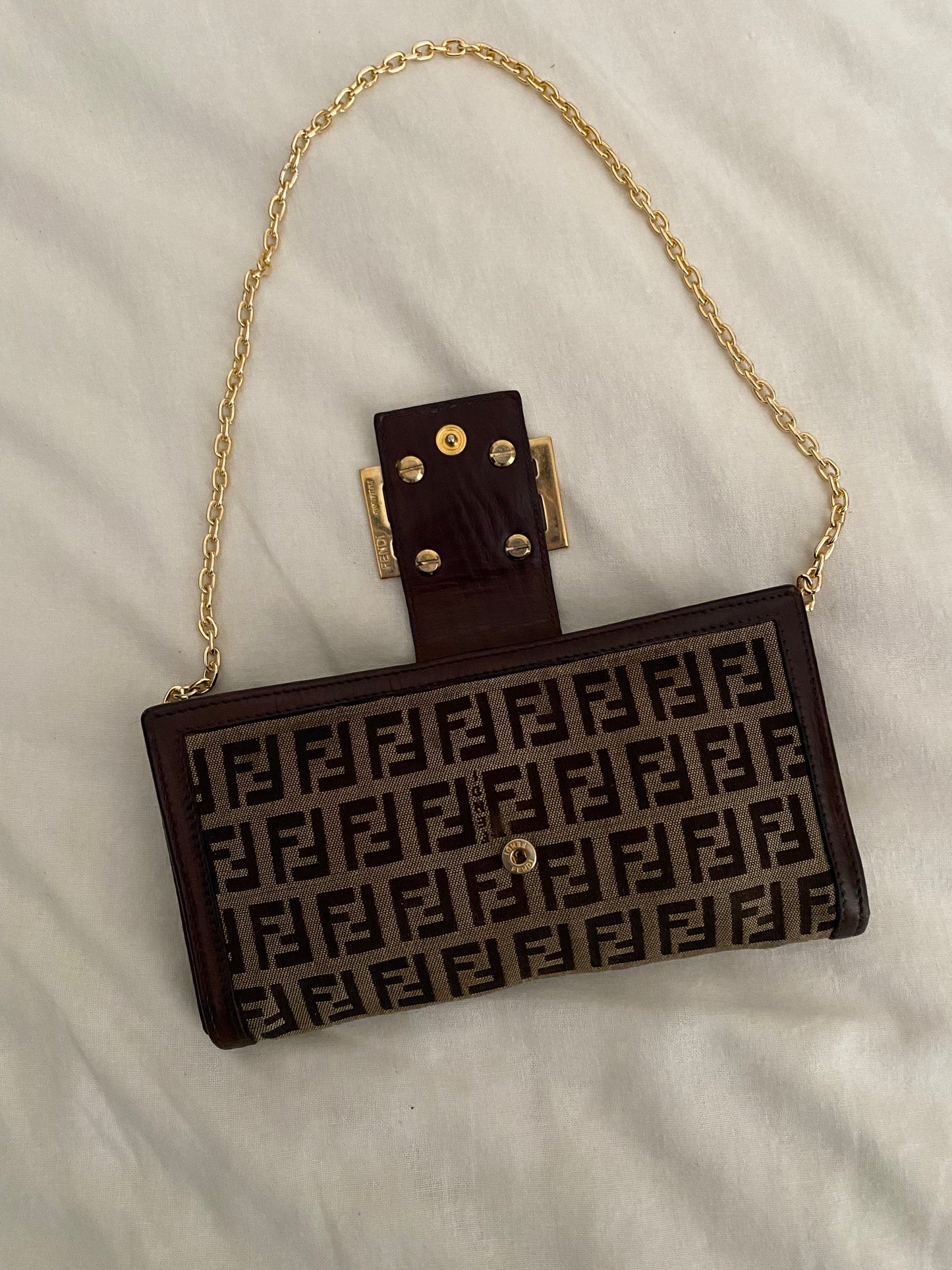 Fendi zucchini clutch bag with maxi logo