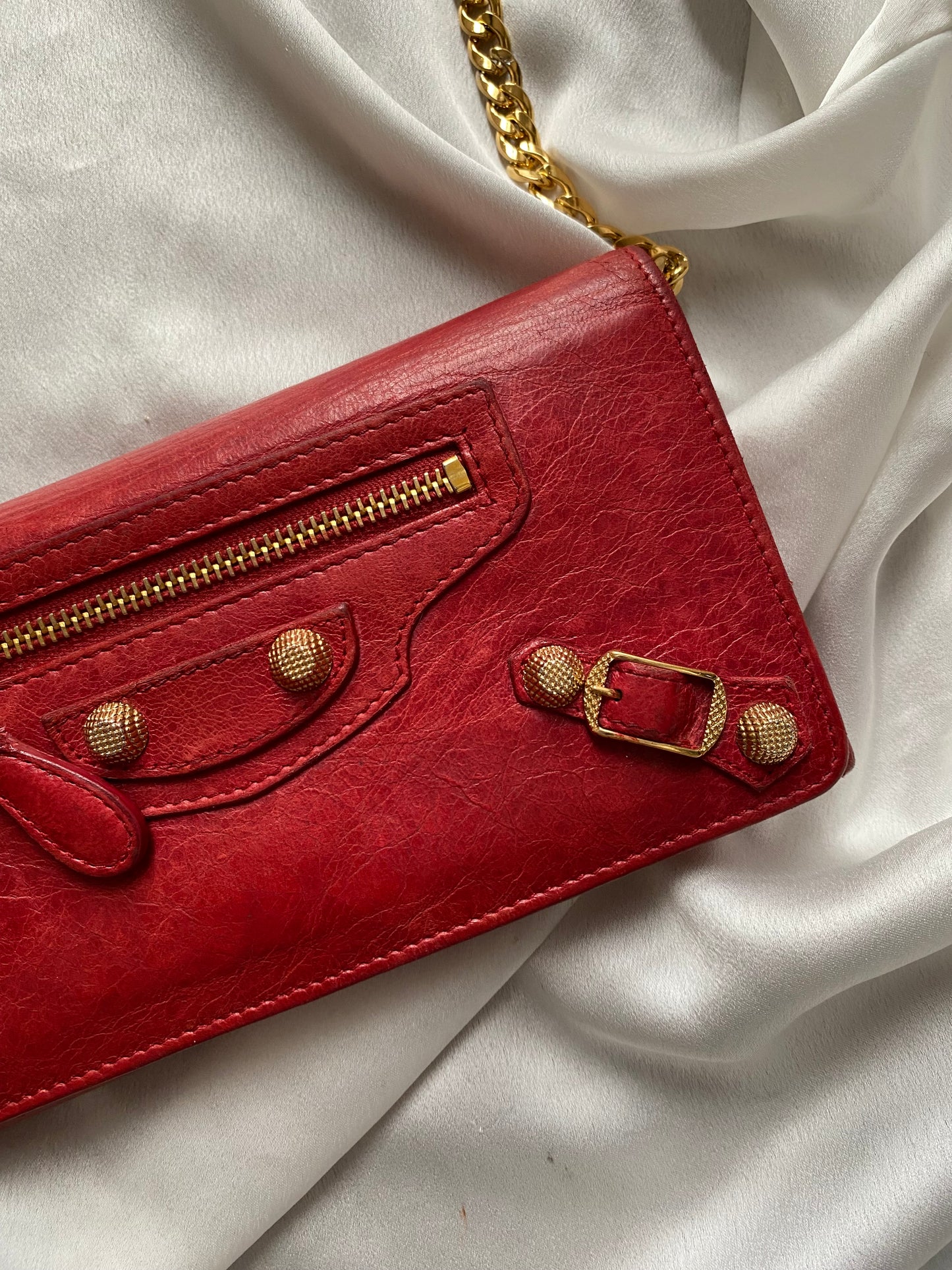 Balenciaga city clutch bag cherry red