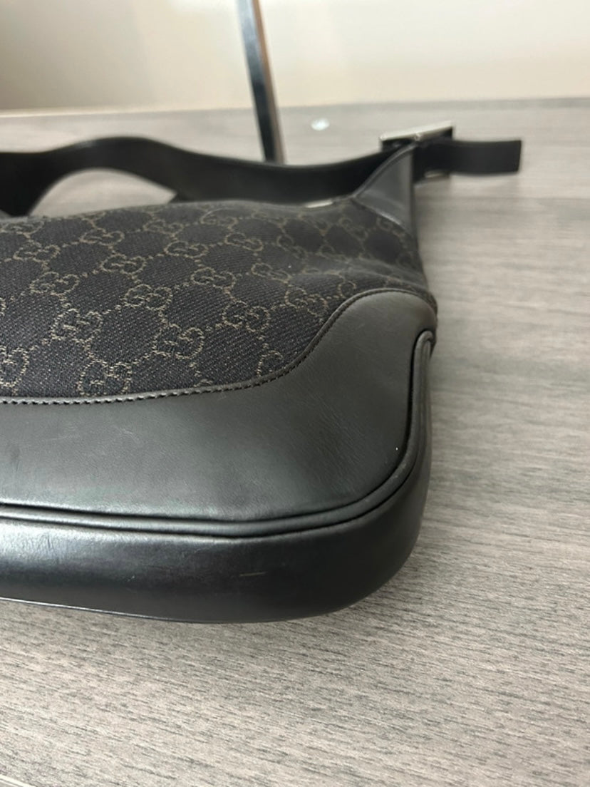 Gucci Jackie black denim brown monogram