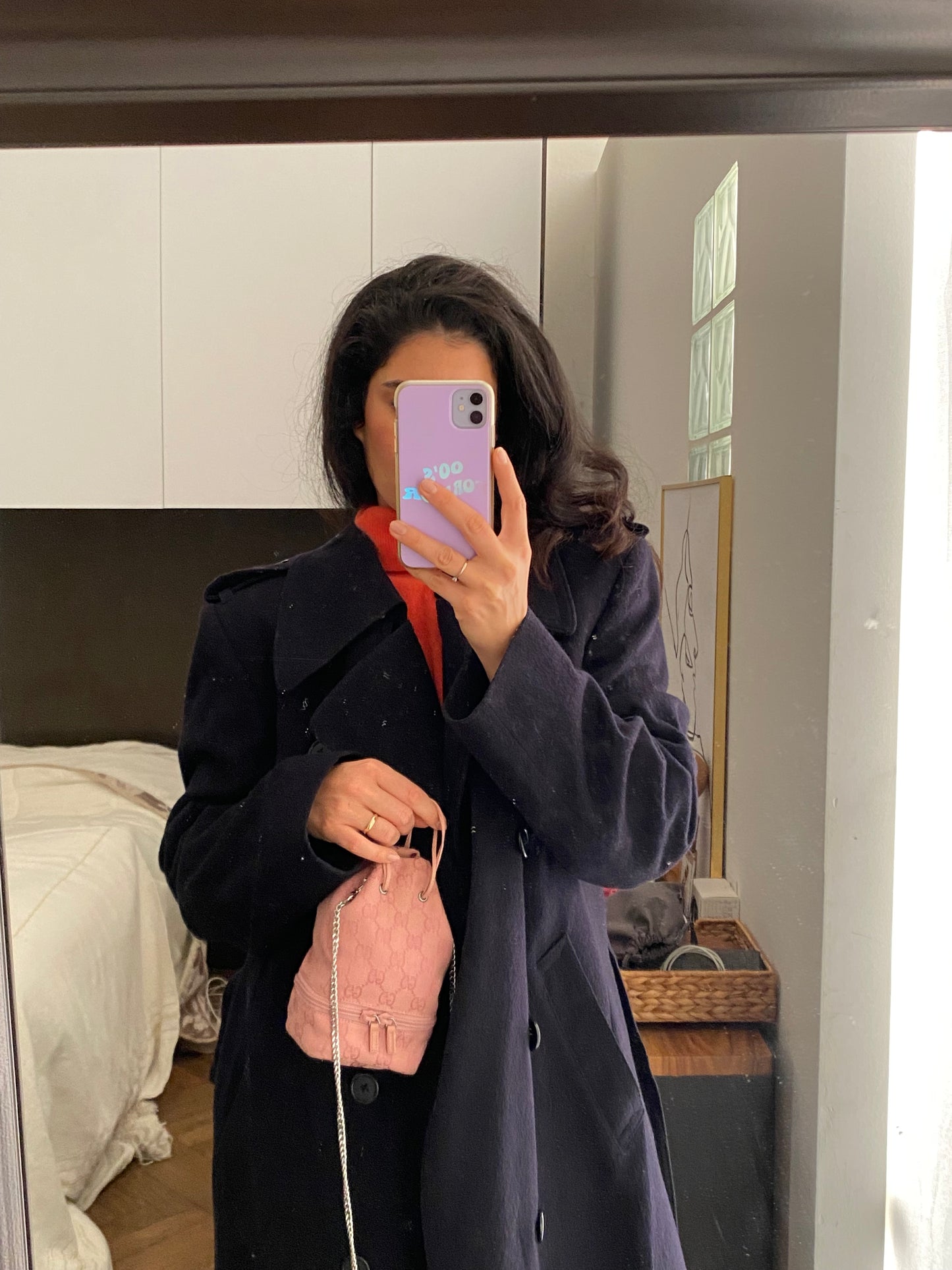 Gucci mini pink monogram bucket bag