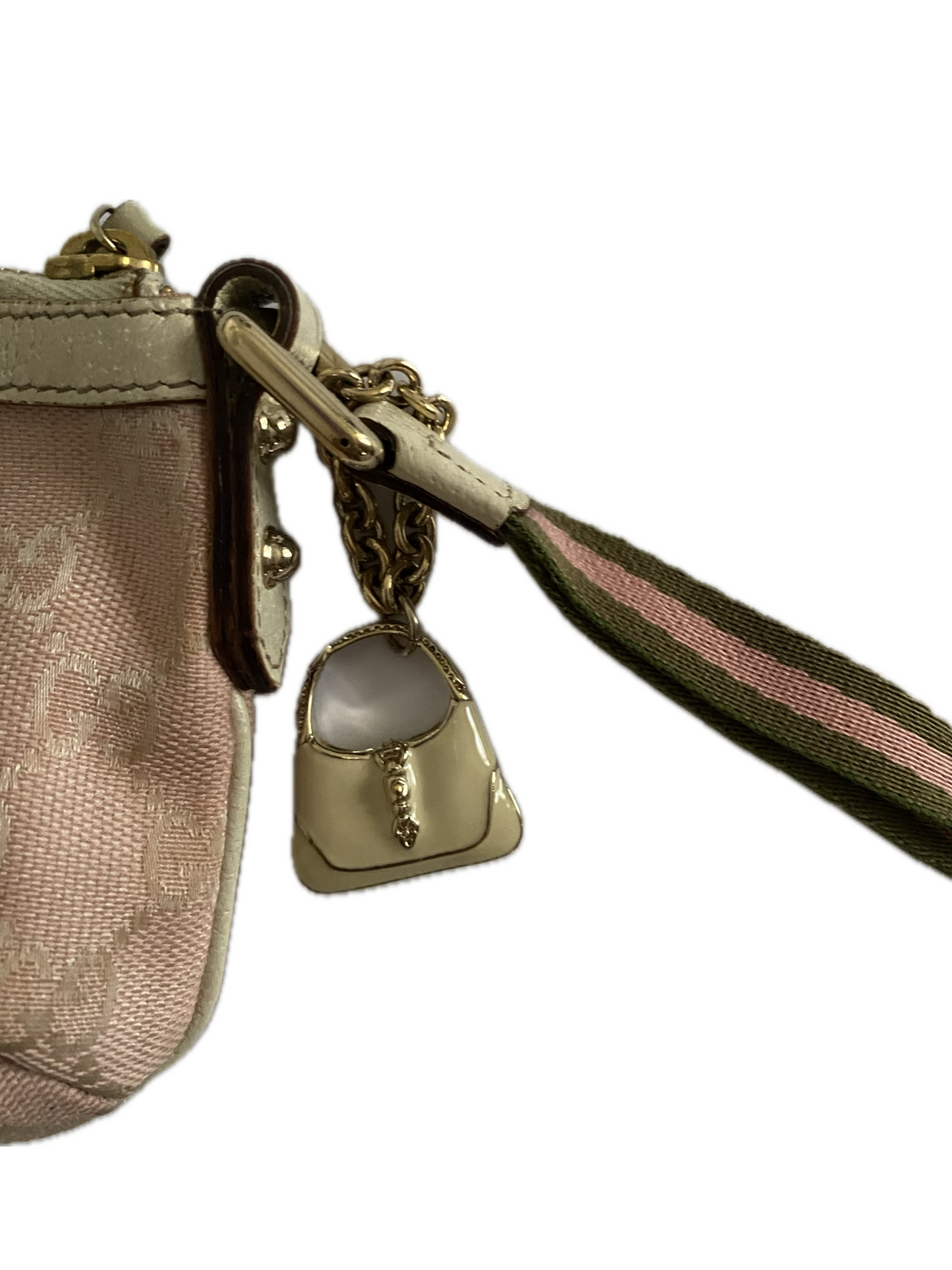 Gucci Monogram pink sherry line canvas clutch bag