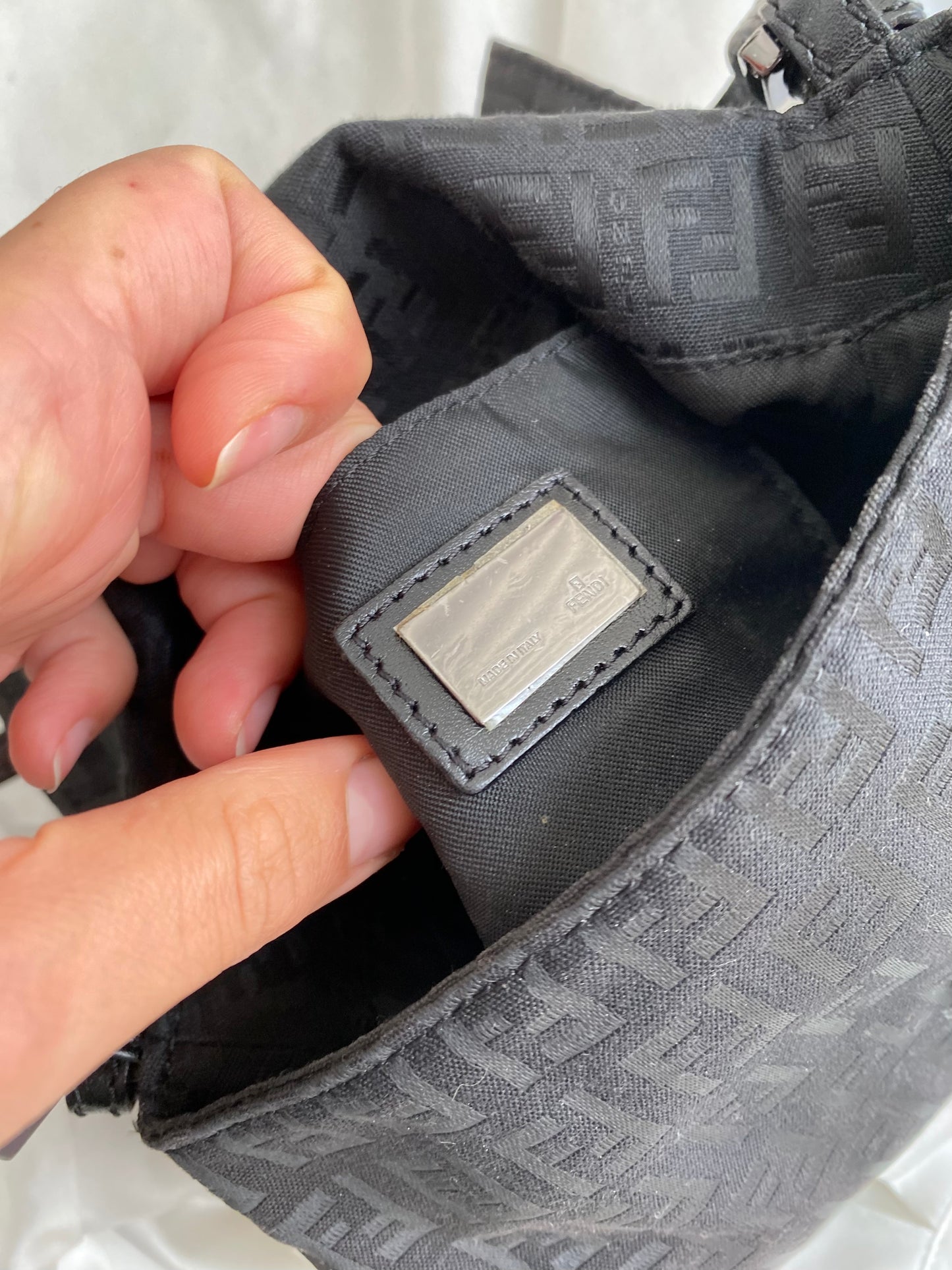 Fendi mini mamma baguette monogram black