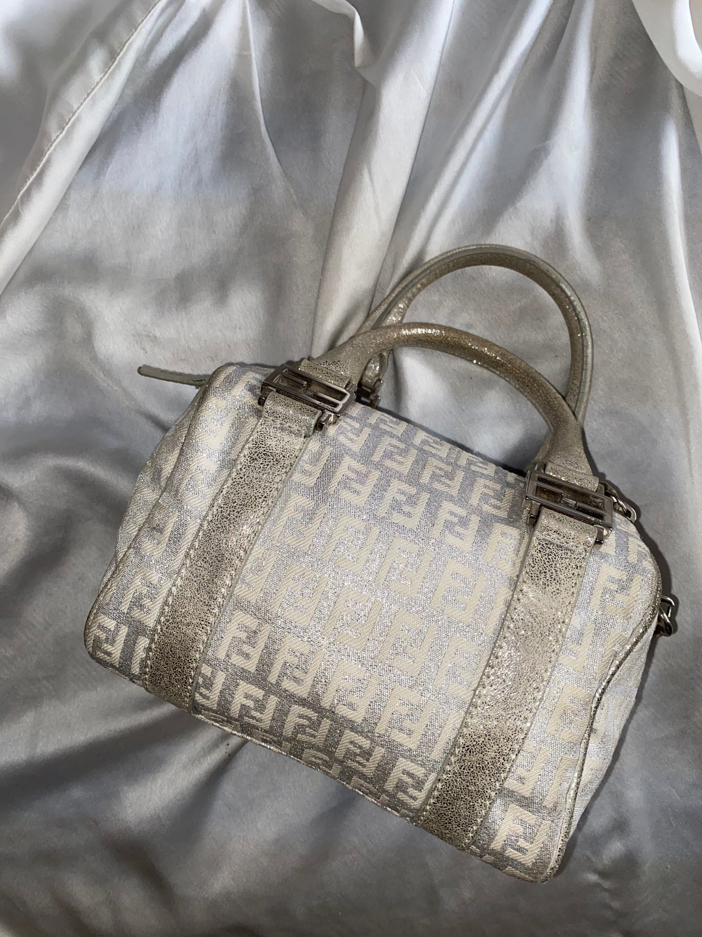 Fendi mini monogram zucchini bag in silver