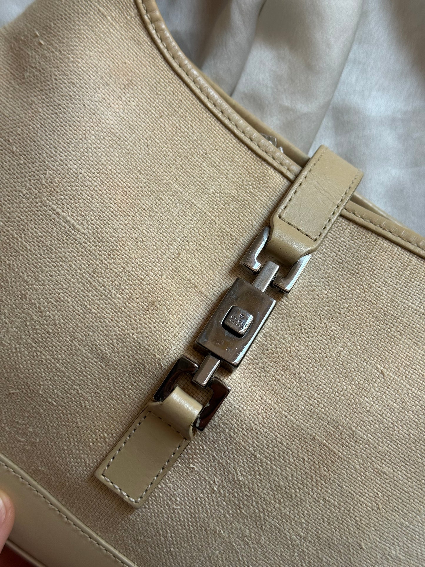 Gucci Jackie small era Tom ford vitello beige e lino