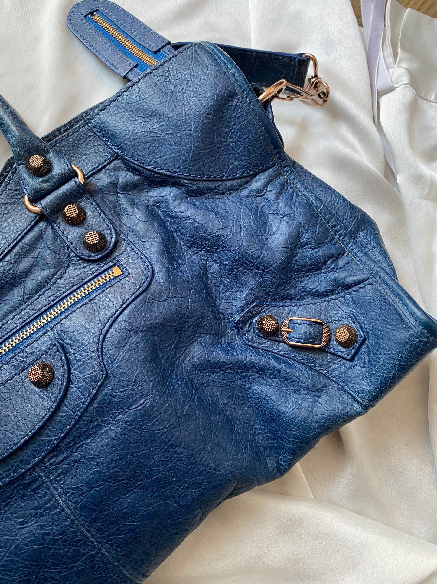 Balenciaga city bleu cobalt s/s 2012 giant hw rose gold