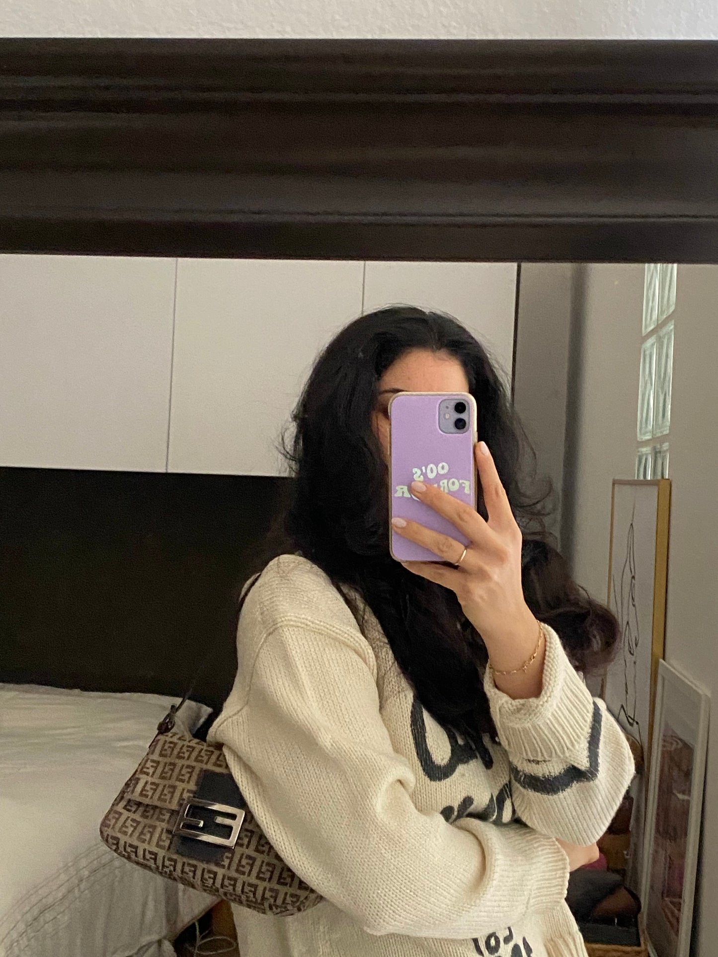 Fendi mini mom monogram beige zucchini