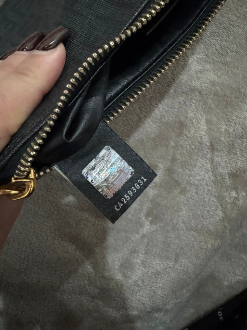 Fendi black zucchini clutch bag