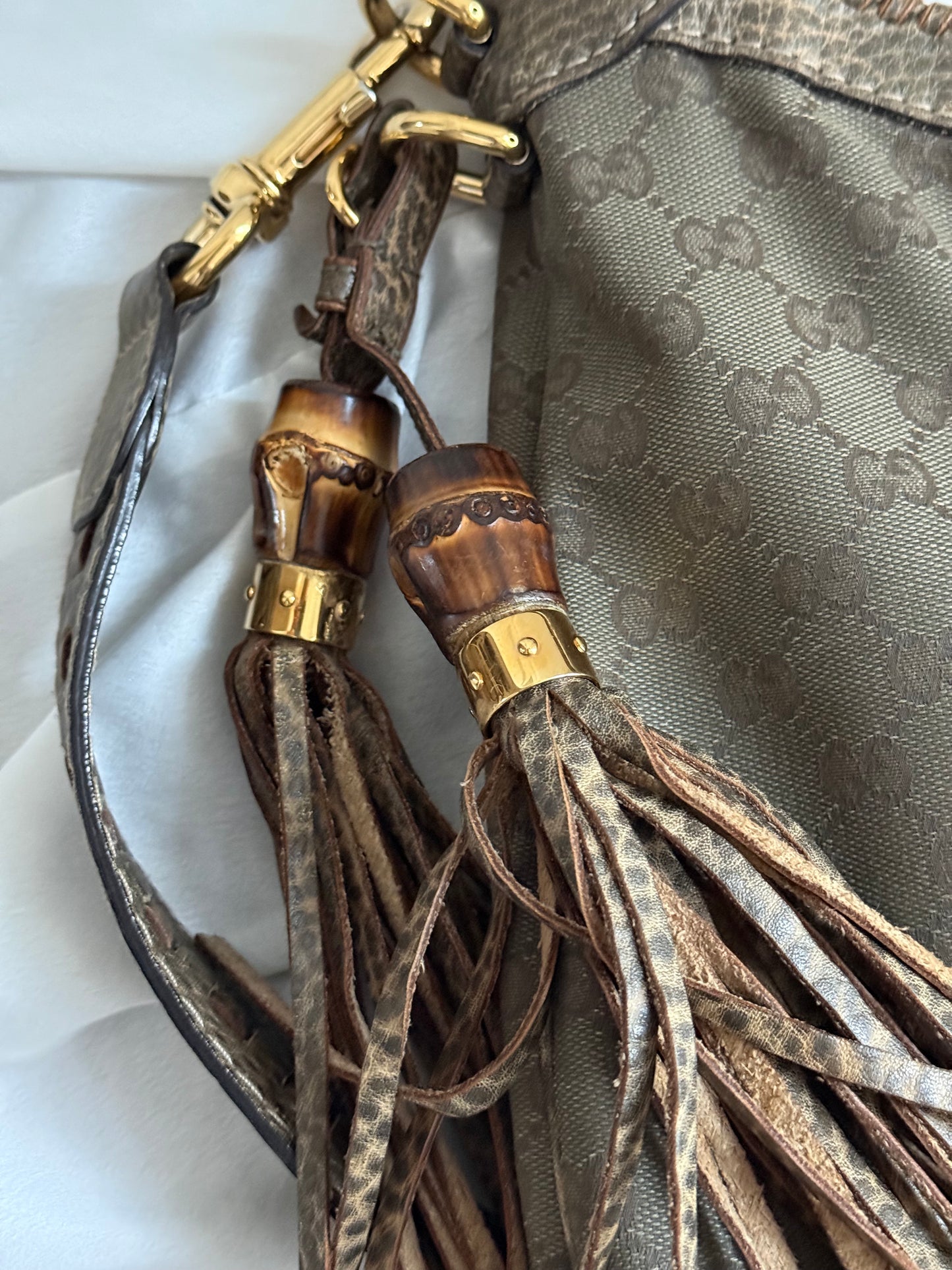 Gucci new Jackie hobo era Frida Giannini monogram khaki