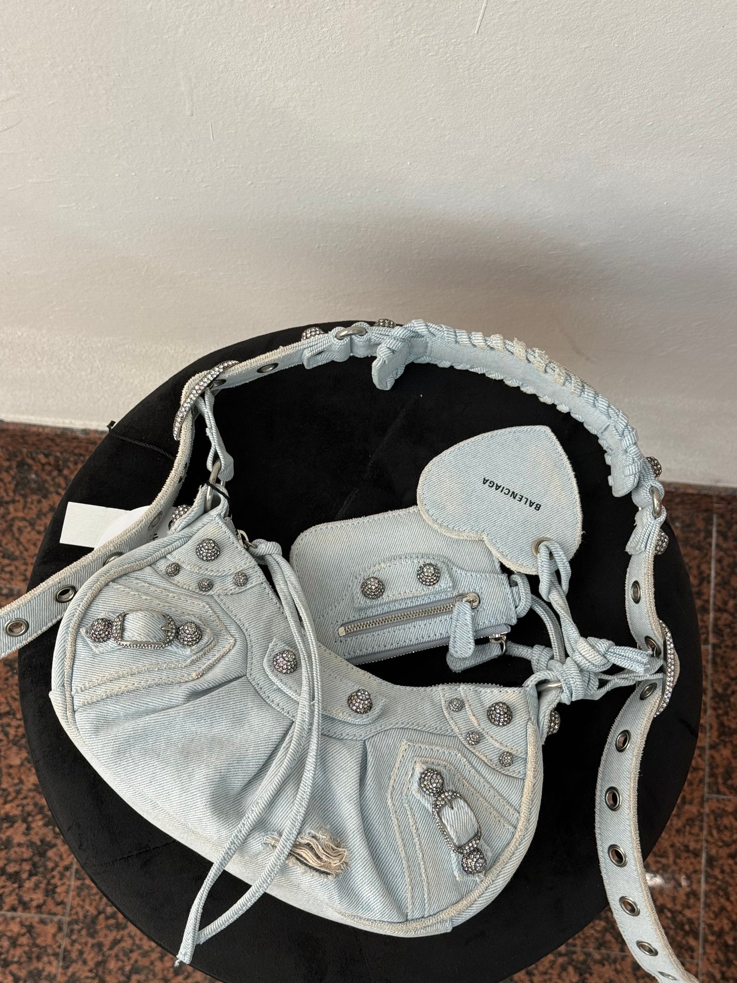 Balenciaga cagole XS denim e cristalli s/s 2023
